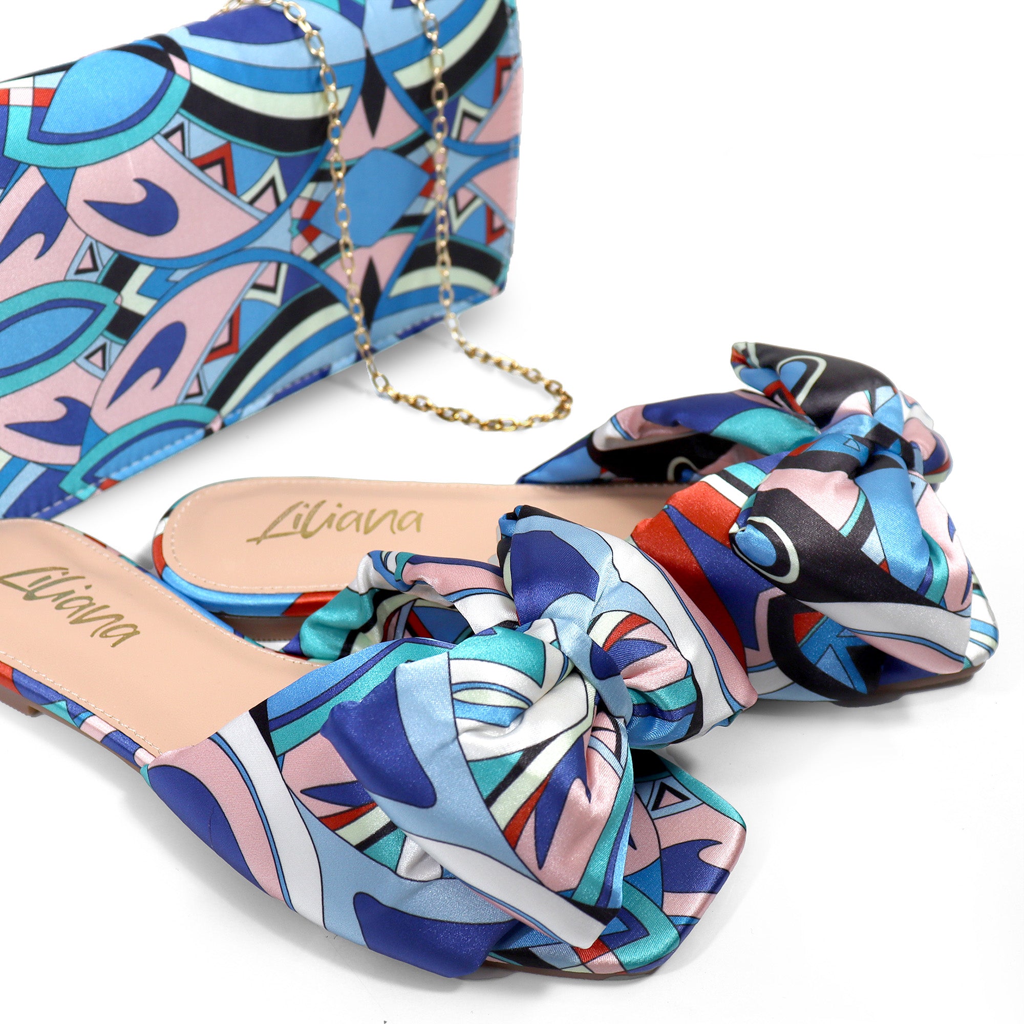 BREEZY-6 OVERSIZED PADDED BOW SANDAL BLUE