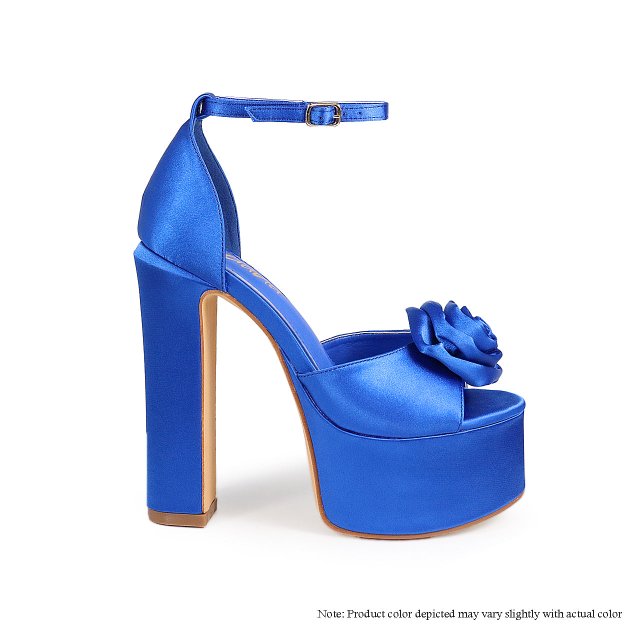 BRIT-2 PEEP TOE PLATFORM CHUNKY HEEL ROSE HEEL - BLUE – Liliana Shoes