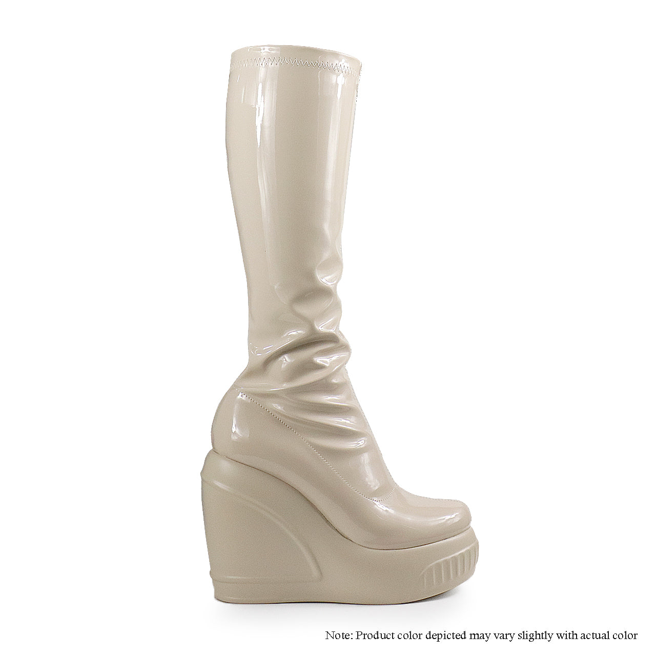 BROOK-5 CALF-HIGH STRETCH PATENT BOOTS - OFF WHITE