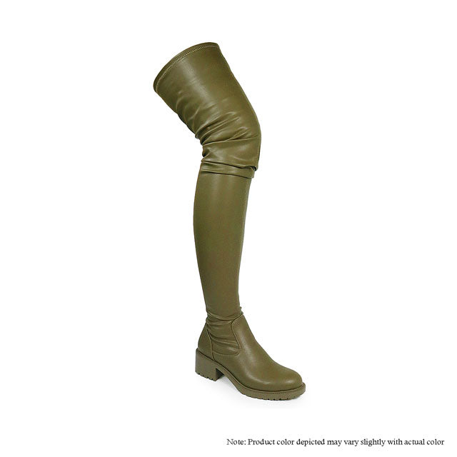 BRUNA-1 SUPER THIGH HIGH SUPER STRETCH BOOTS - OLIVE