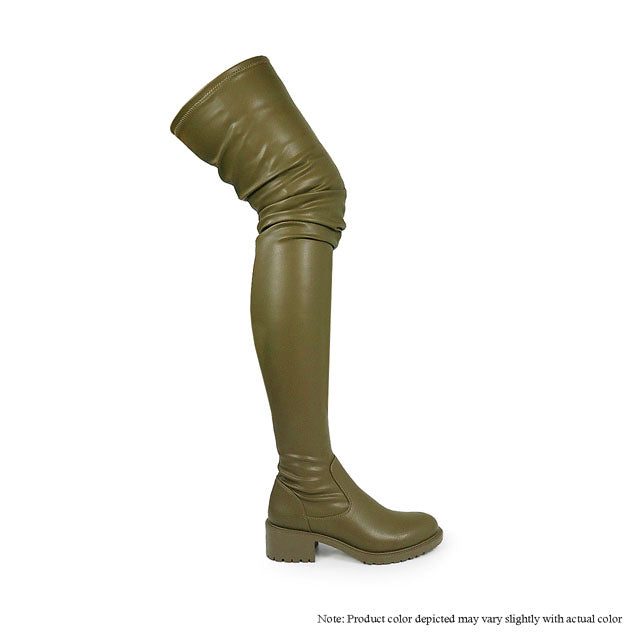 BRUNA-1 SUPER THIGH HIGH SUPER STRETCH BOOTS - OLIVE