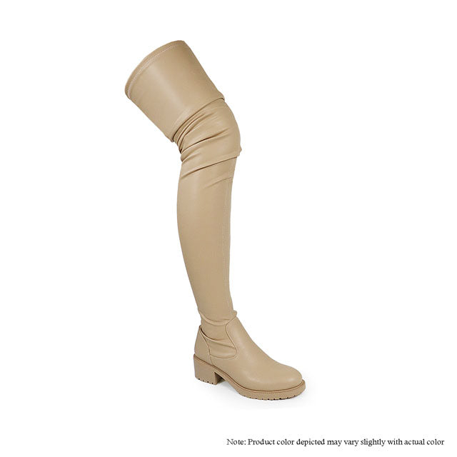 BRUNA-1 SUPER THIGH HIGH SUPER STRETCH BOOTS - SAND