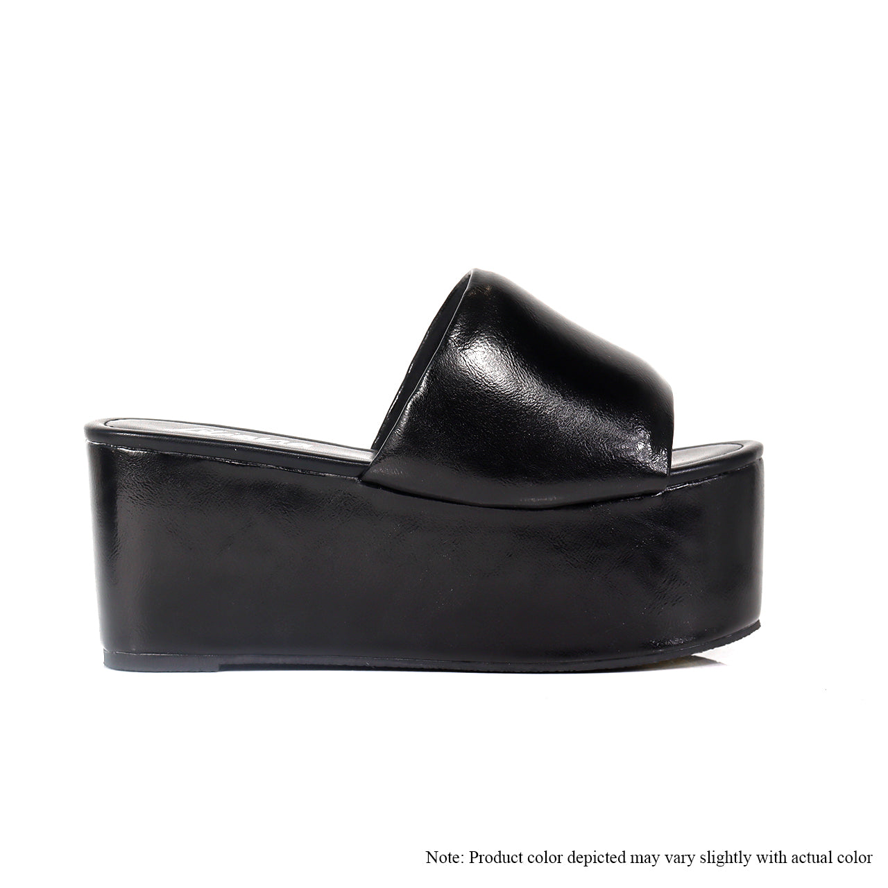 BUDZA-15 METALIC PLATFORM SLIDES WEDGE-BLACK