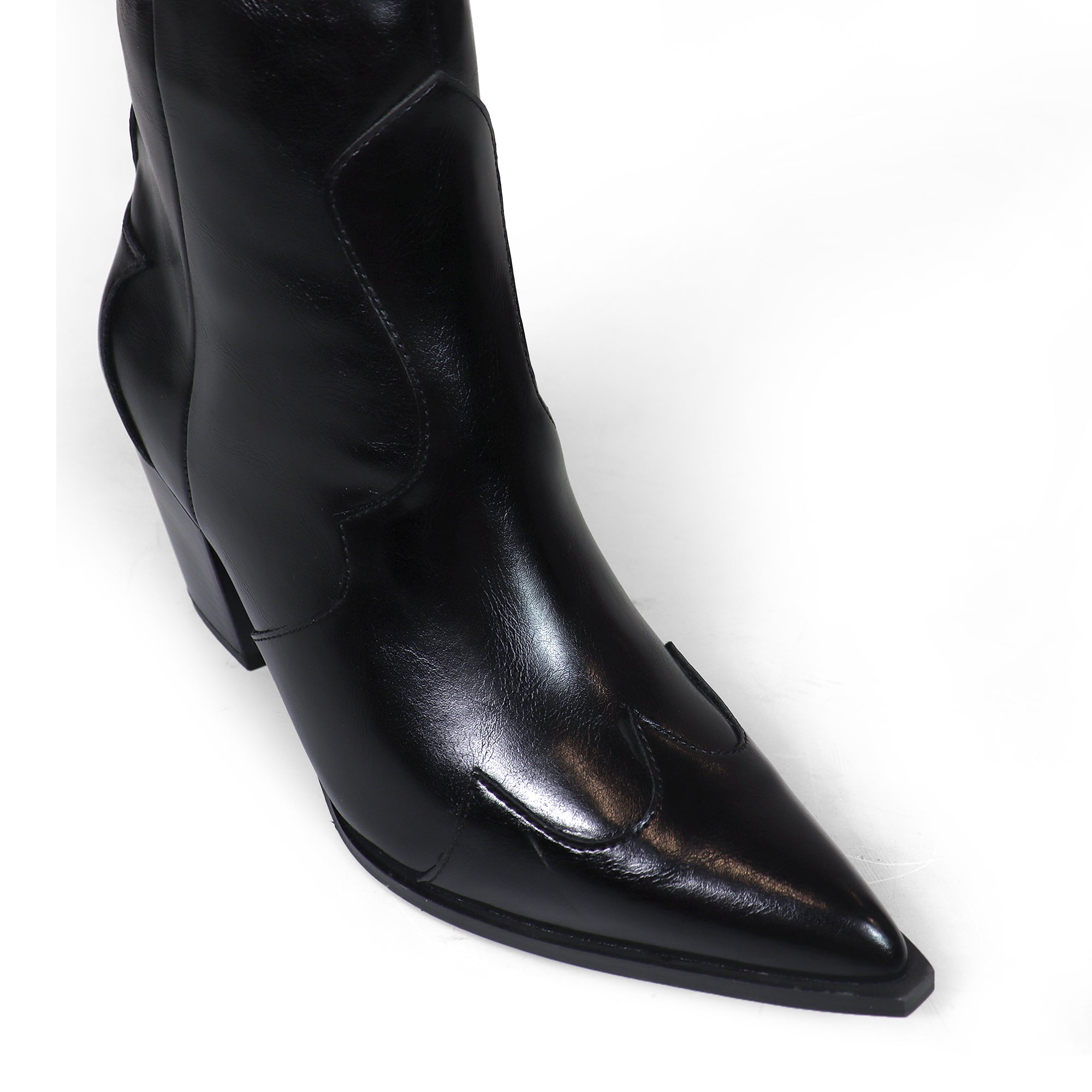 CALLOWAY-1 COWBOY WESTERN BOOTS / CHUNCKY HEEL BLACK