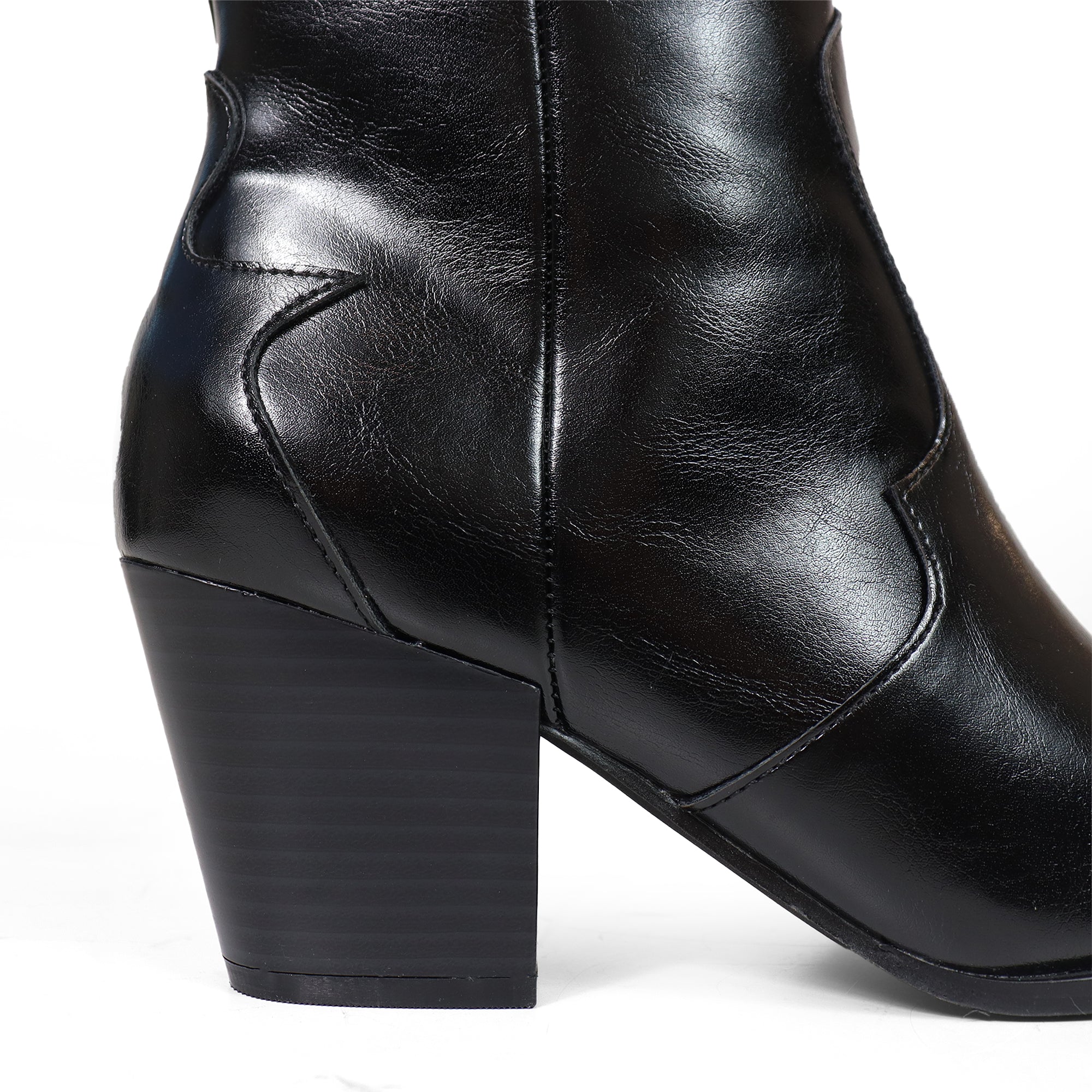 CALLOWAY-1 COWBOY WESTERN BOOTS / CHUNCKY HEEL BLACK