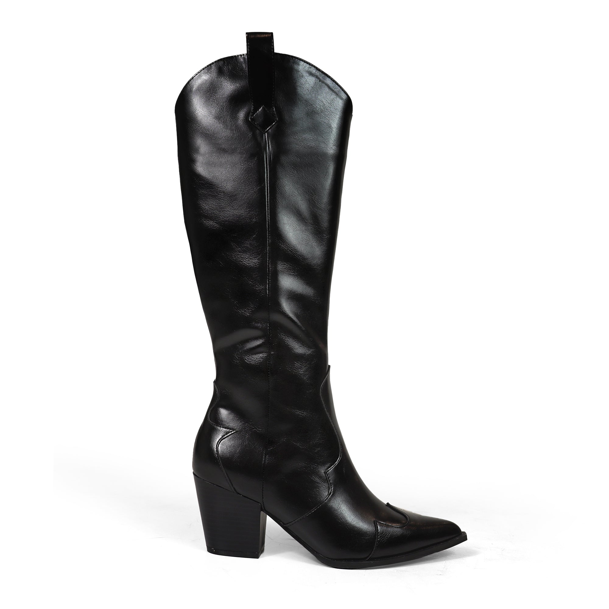 CALLOWAY-1 COWBOY WESTERN BOOTS / CHUNCKY HEEL BLACK