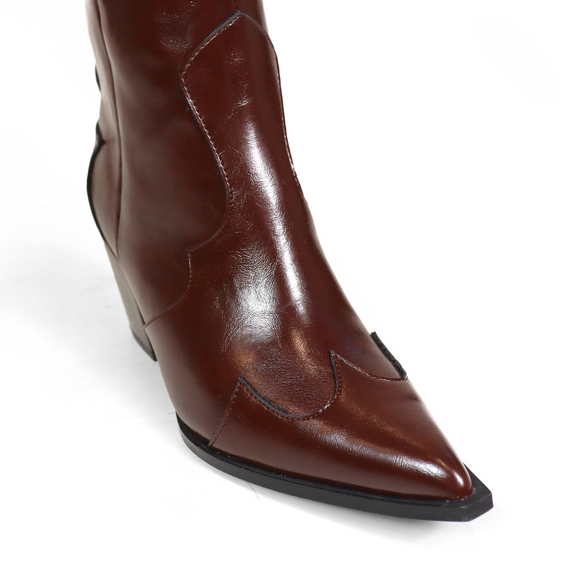 CALLOWAY-1 COWBOY WESTERN BOOTS / CHUNCKY HEEL CHOCOLATE