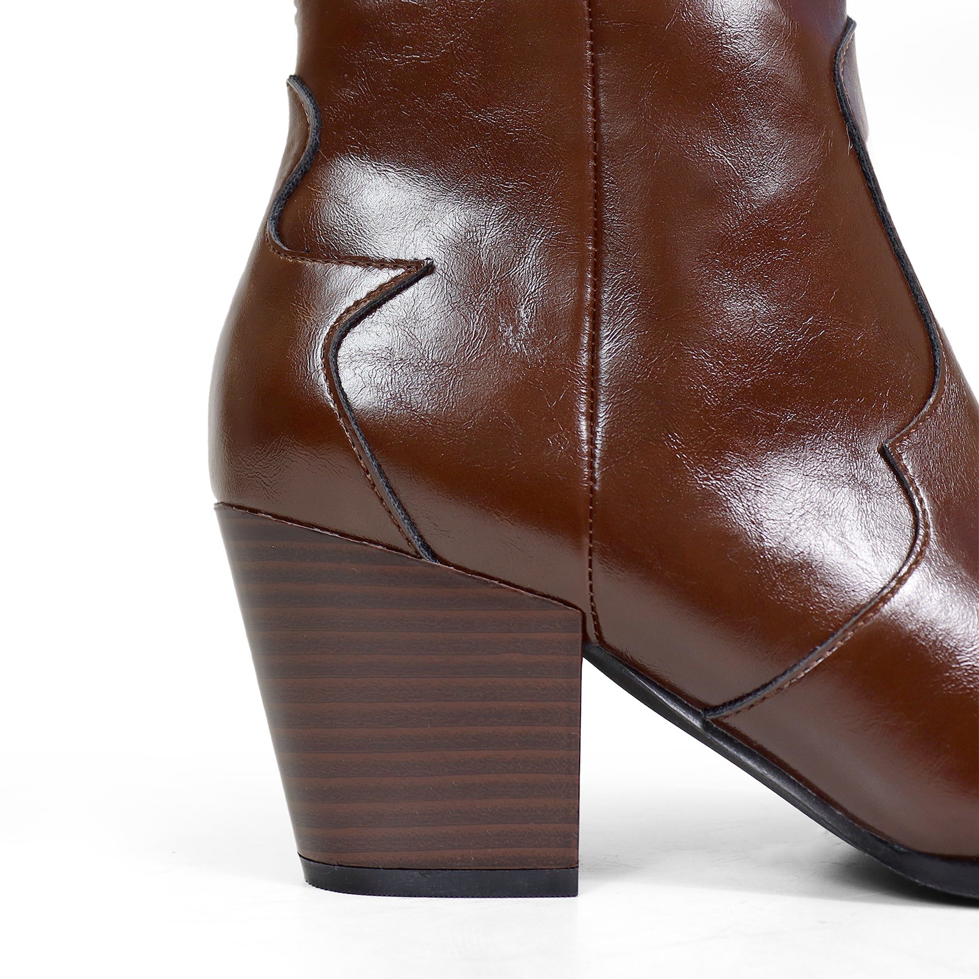 CALLOWAY-1 COWBOY WESTERN BOOTS / CHUNCKY HEEL CHOCOLATE