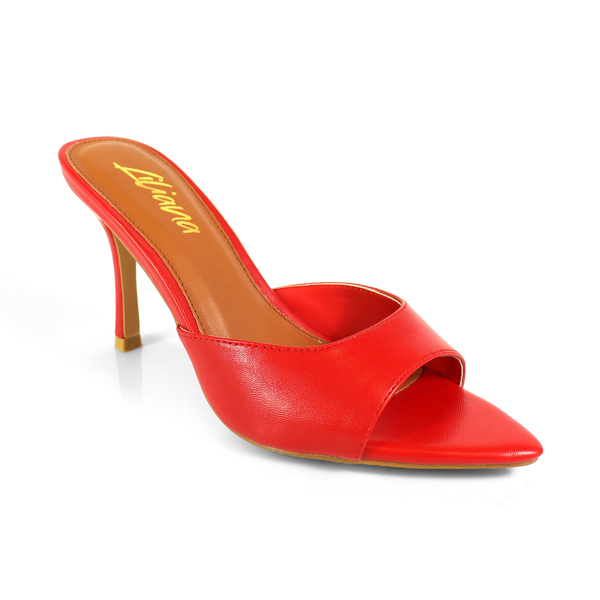CAMELIA-1 SPARKLING MULES W/ ELEGANT HEEL RED
