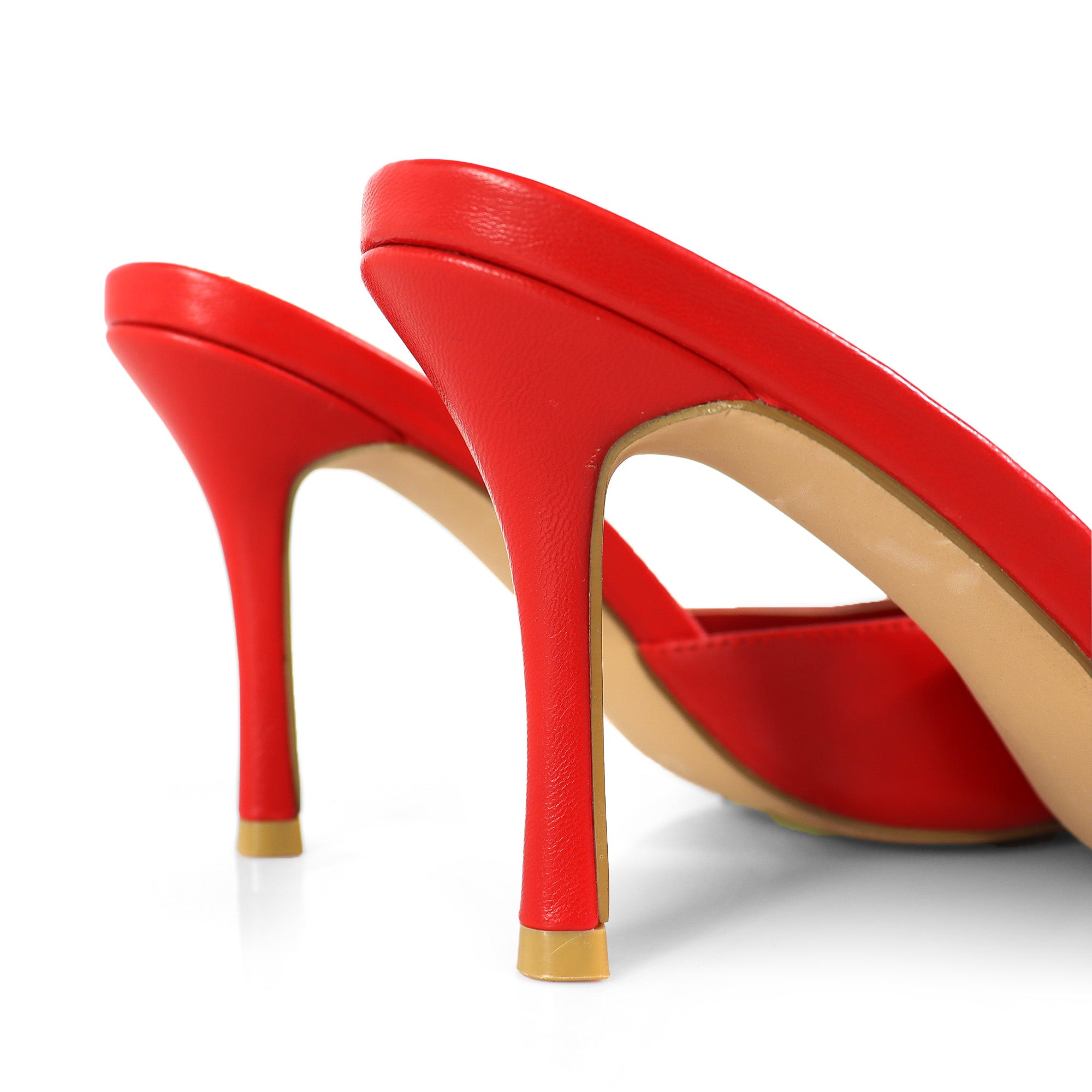 CAMELIA-1 SPARKLING MULES W/ ELEGANT HEEL RED