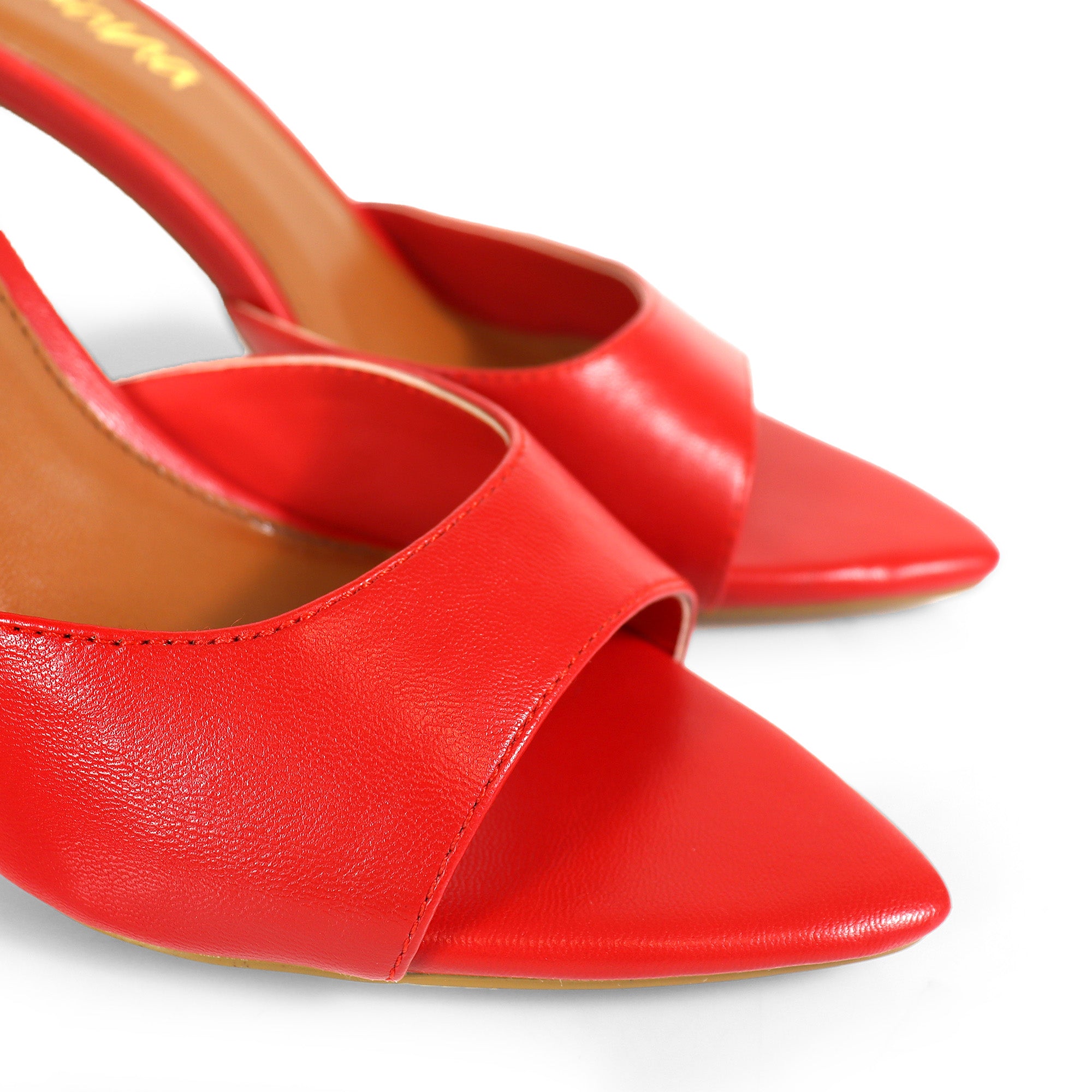 CAMELIA-1 SPARKLING MULES W/ ELEGANT HEEL RED