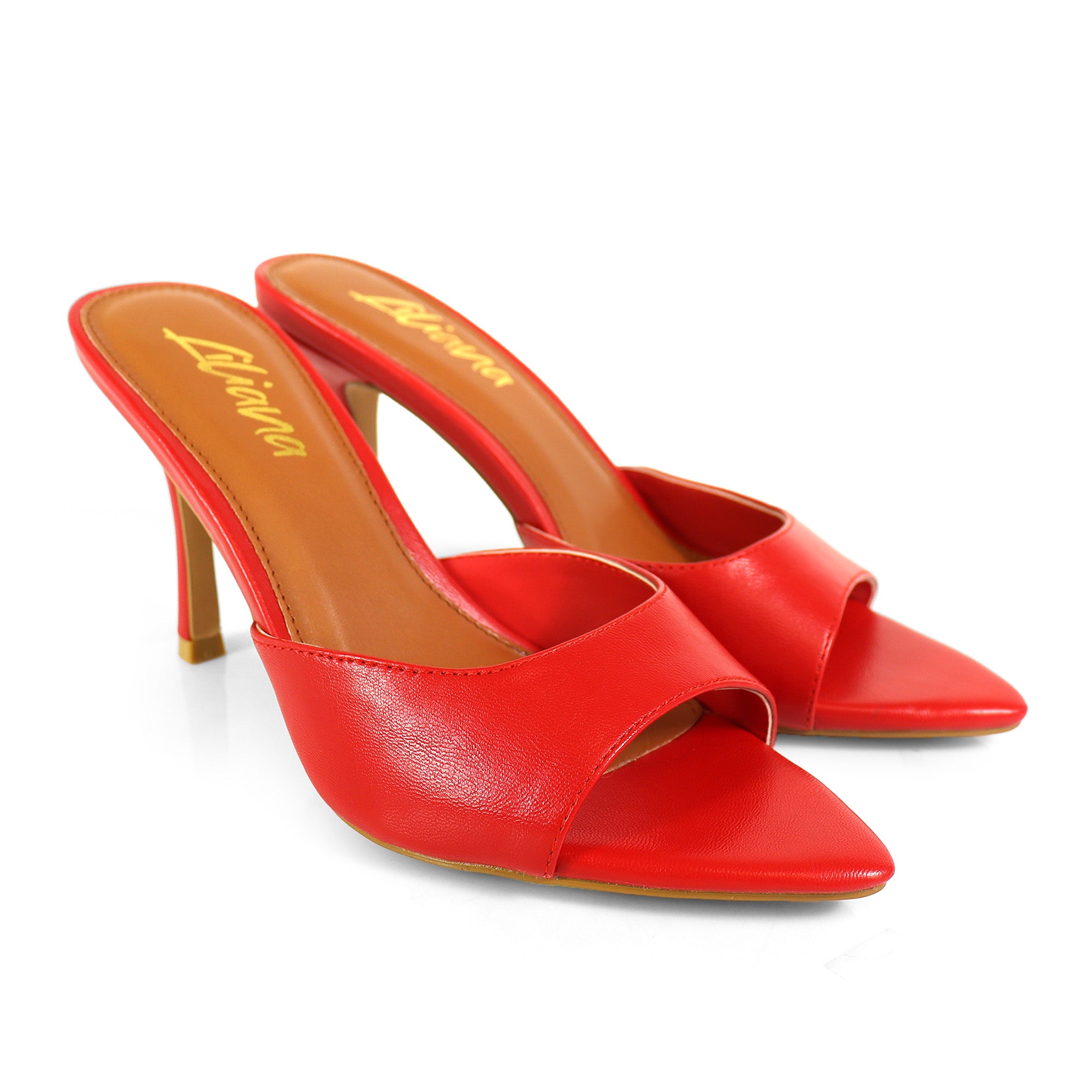 CAMELIA-1 SPARKLING MULES W/ ELEGANT HEEL RED