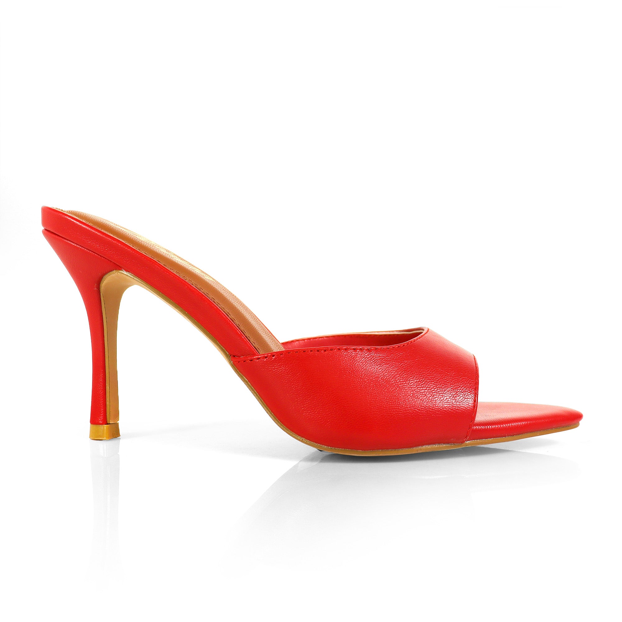 CAMELIA-1 SPARKLING MULES W/ ELEGANT HEEL RED