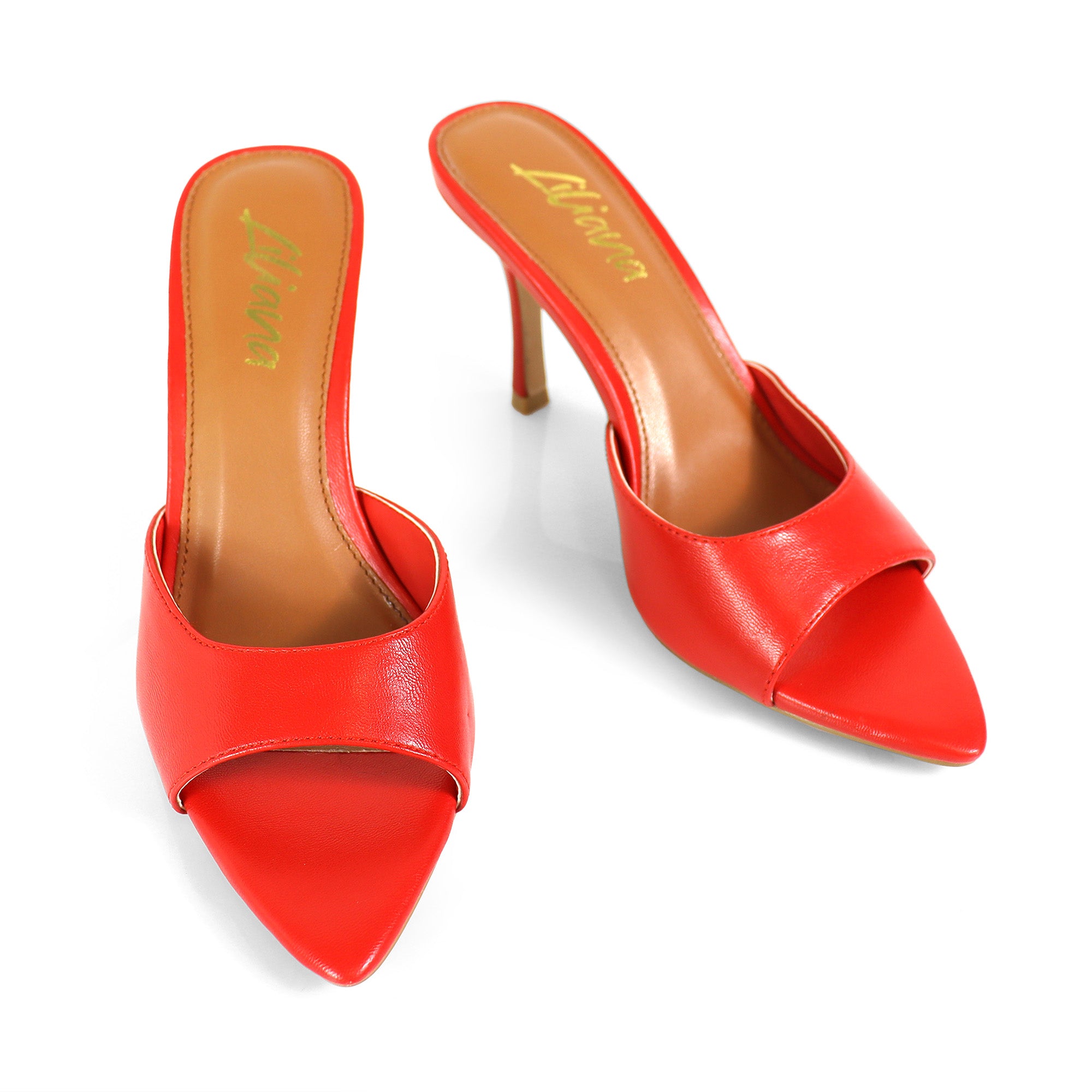 CAMELIA-1 SPARKLING MULES W/ ELEGANT HEEL RED