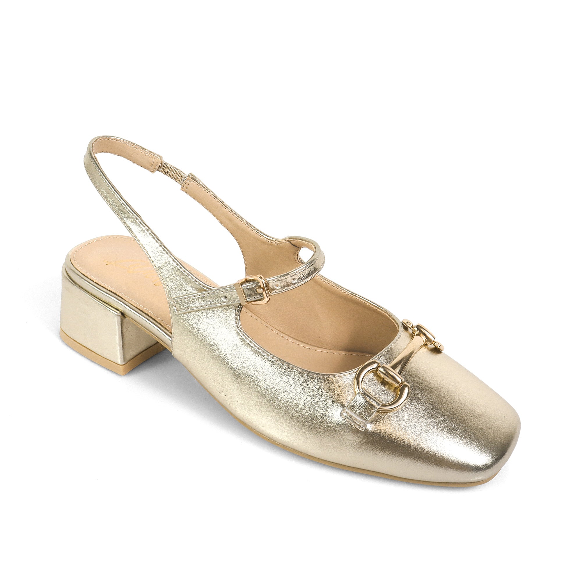 CANAAN-1 HORSEBIT SLINGBACK PUMP GOLD
