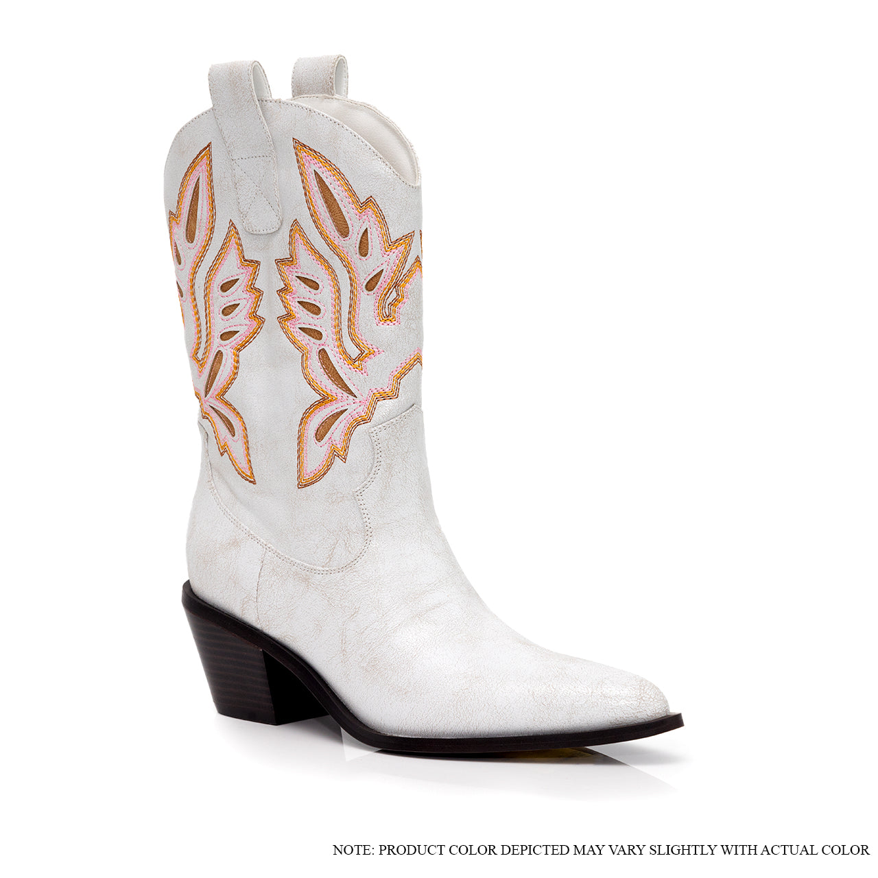 CASADI-1 EMBROIDERY COWBOY BOOTIE - WHITE