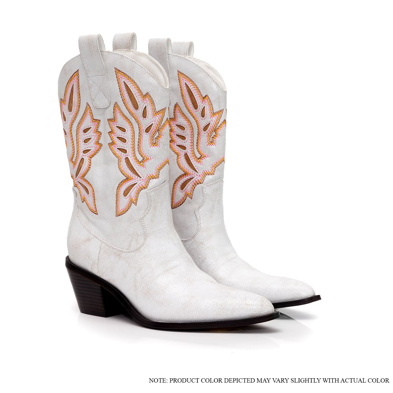 CASADI-1 EMBROIDERY COWBOY BOOTIE - WHITE