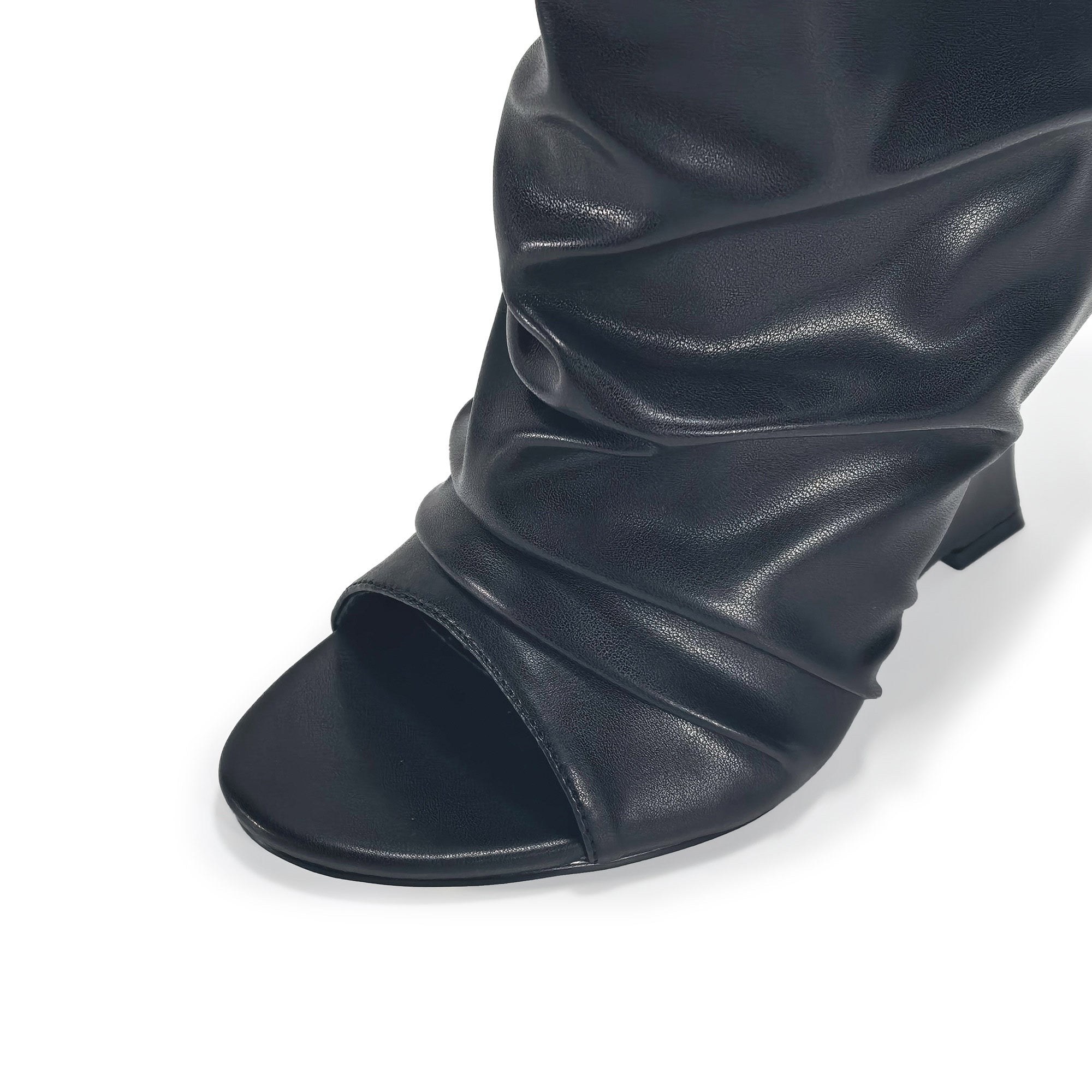 CASH-1 SLOUCH BOOT W WEDGE BLACK PU