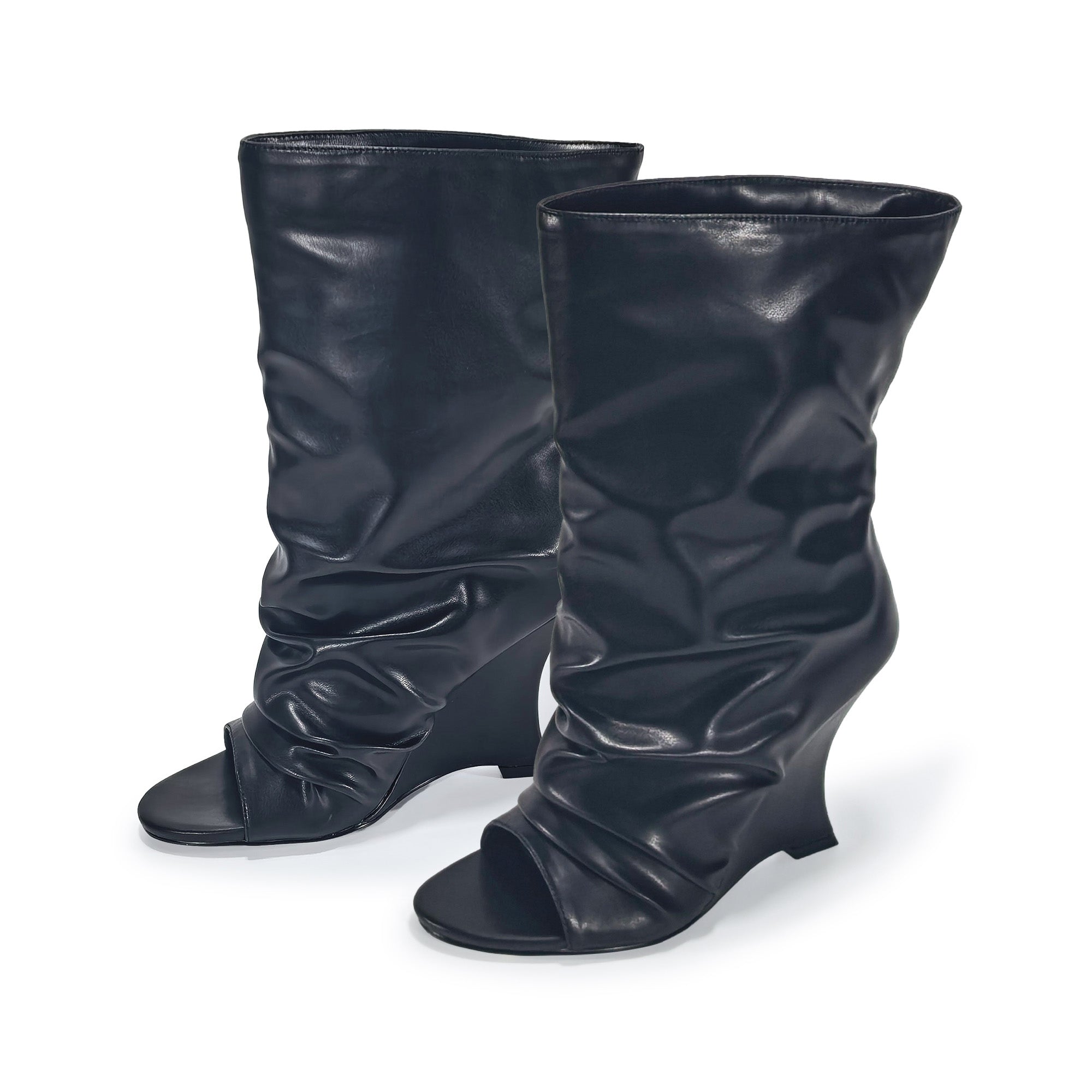 CASH-1 SLOUCH BOOT W WEDGE BLACK PU