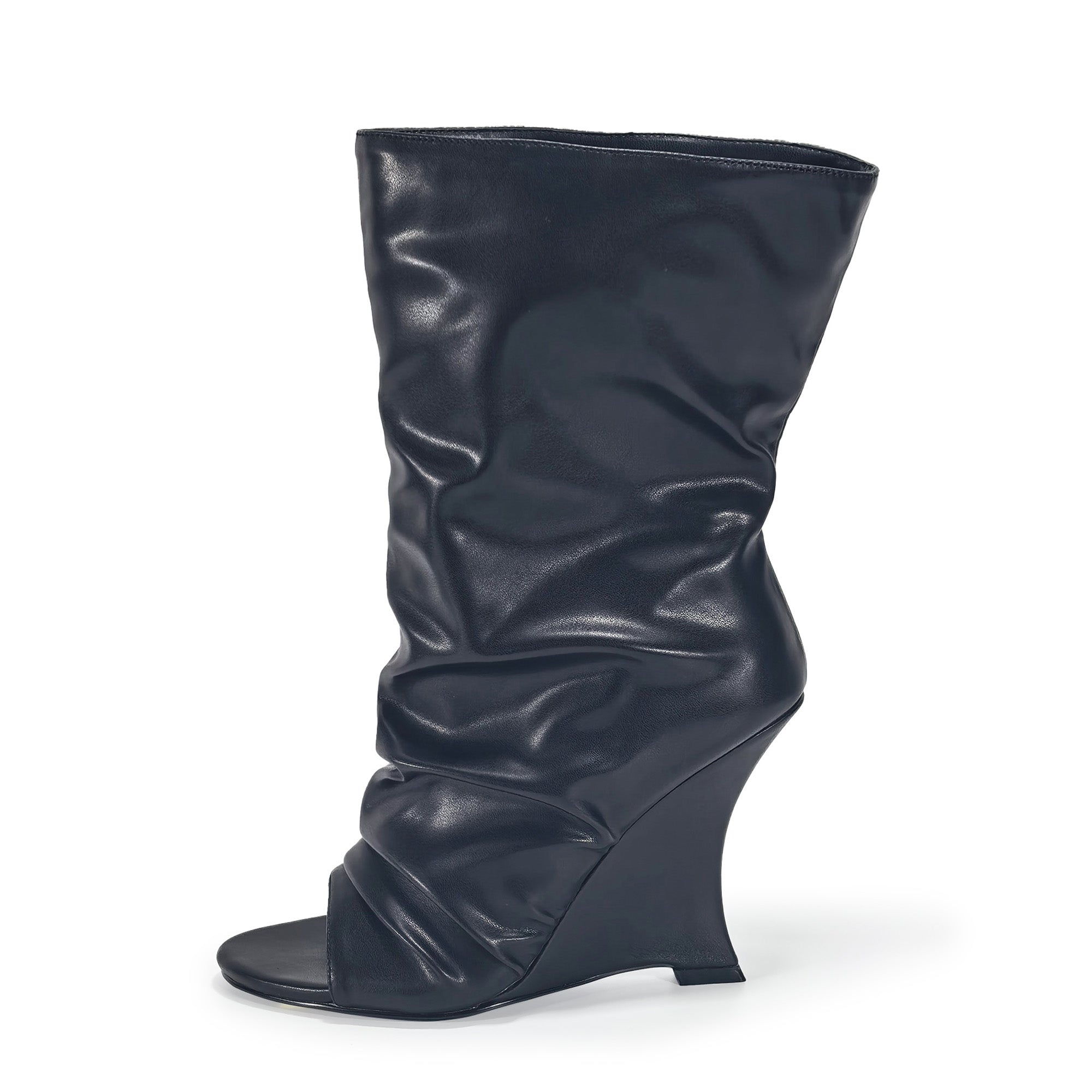 CASH-1 SLOUCH BOOT W WEDGE BLACK PU