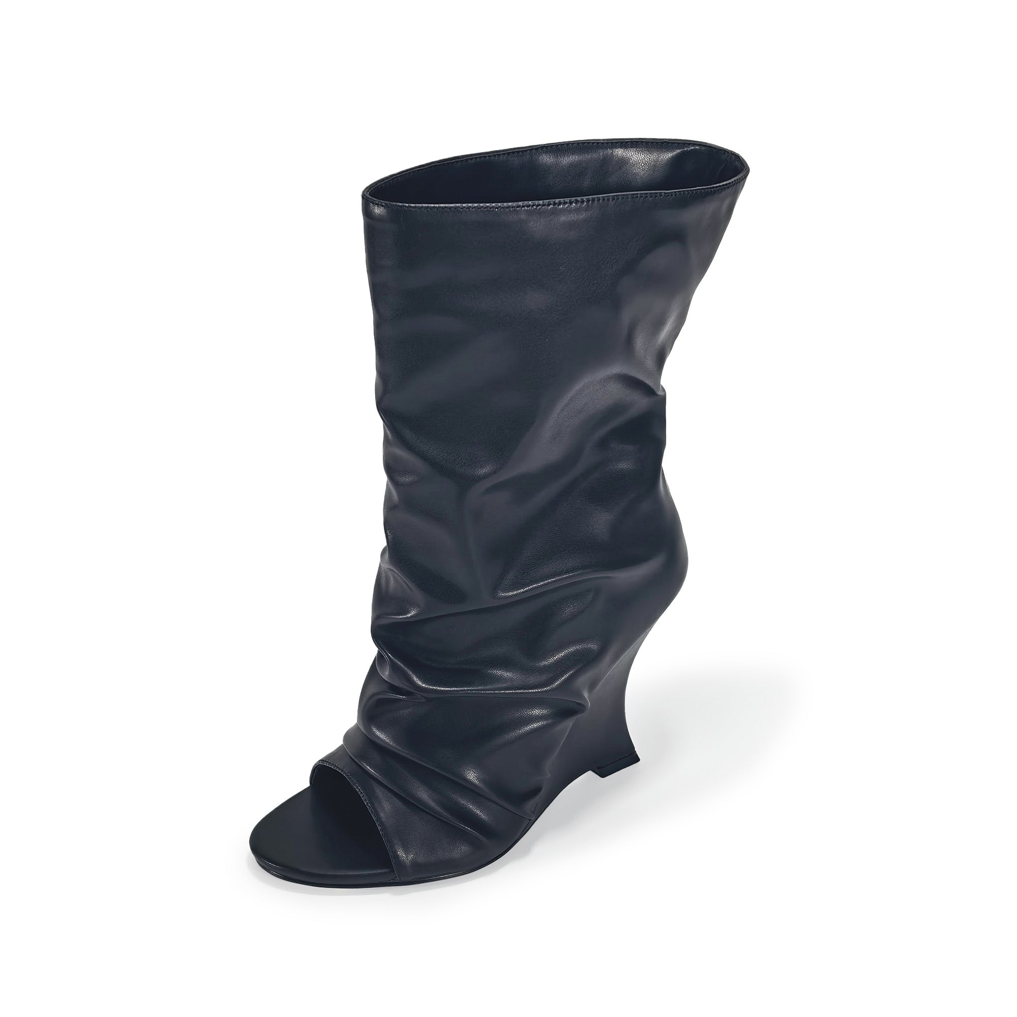 CASH-1 SLOUCH BOOT W WEDGE BLACK PU