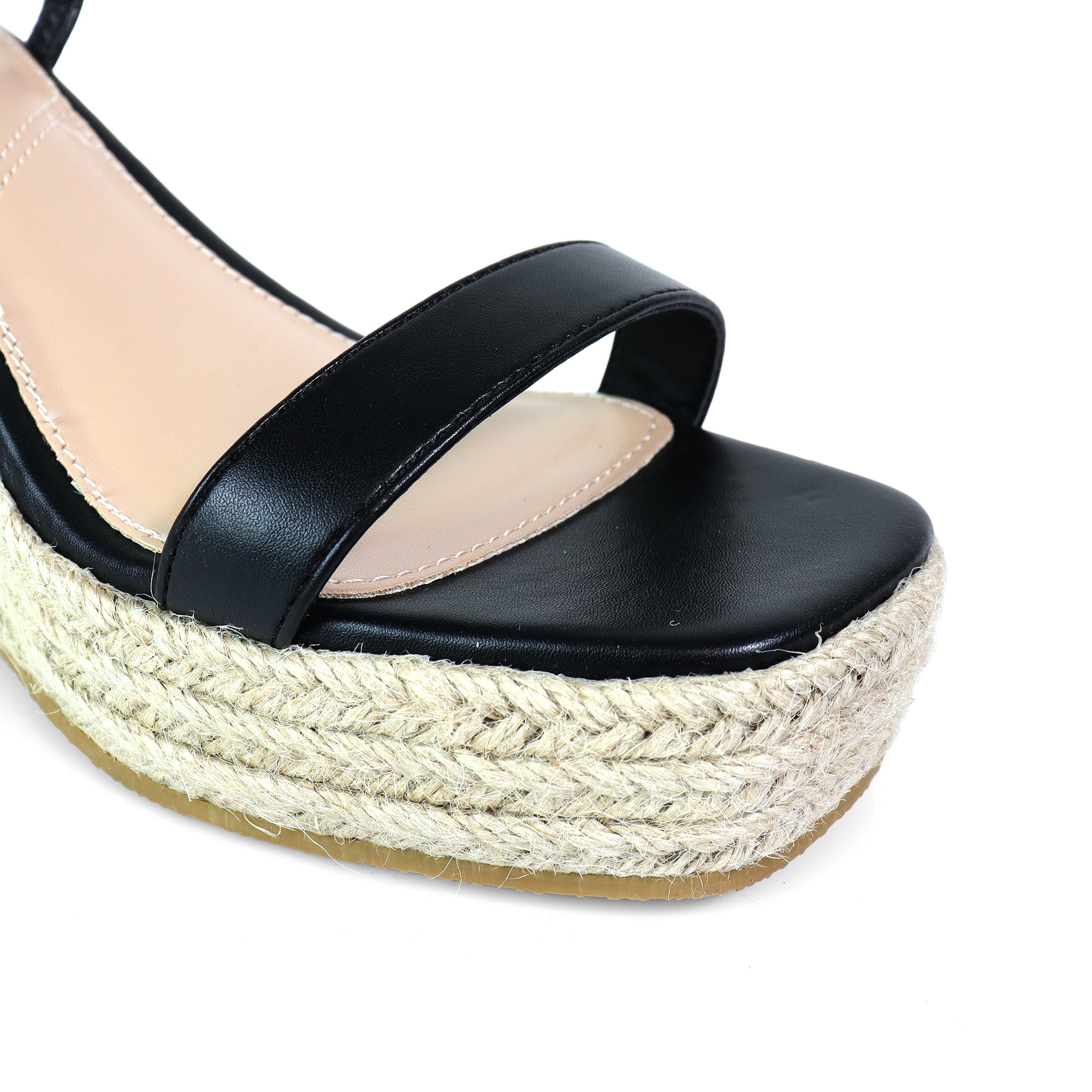 CASSIE-3 ANCKLE STRAP SANDALS W/ WEDGE BLACK