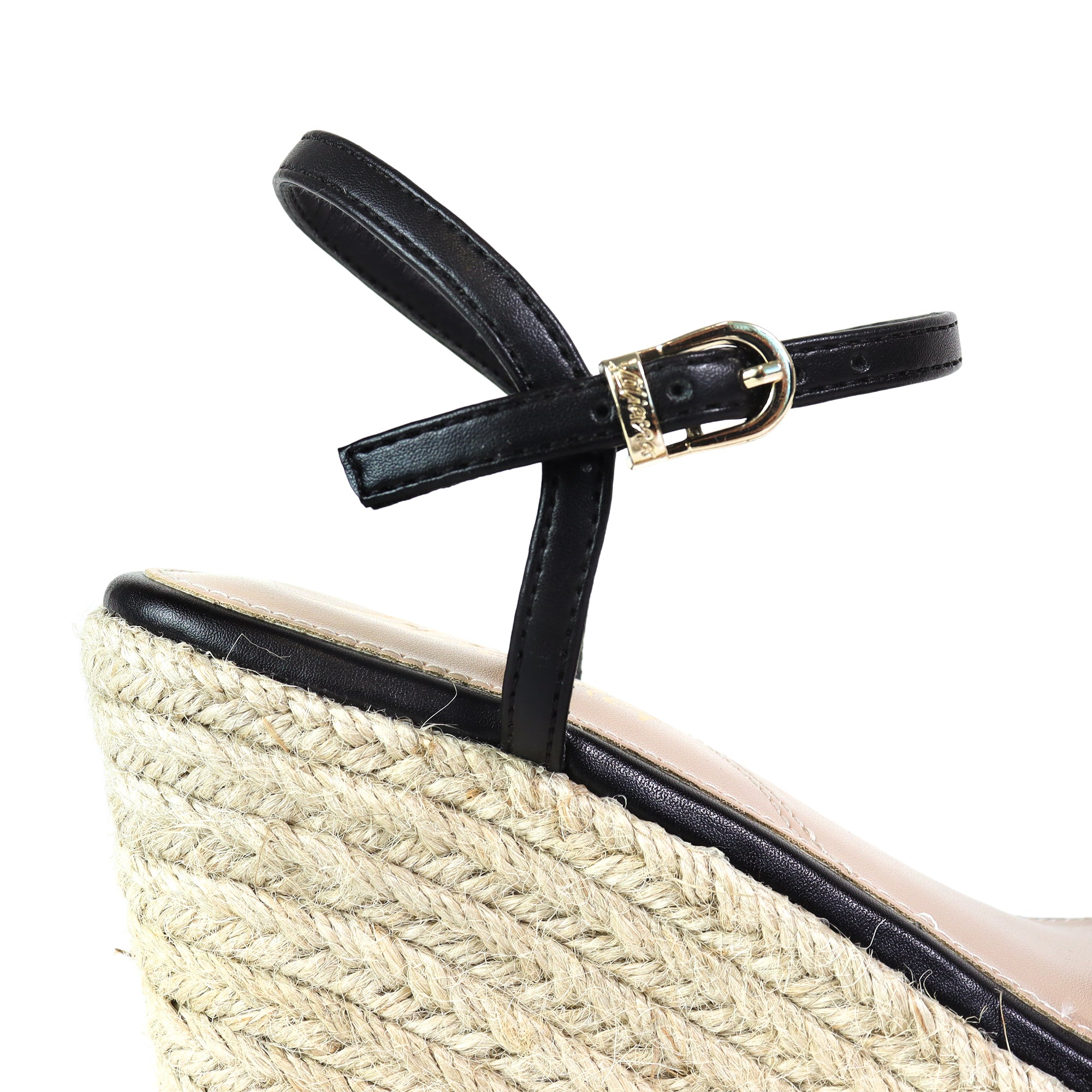 CASSIE-3 ANCKLE STRAP SANDALS W/ WEDGE BLACK
