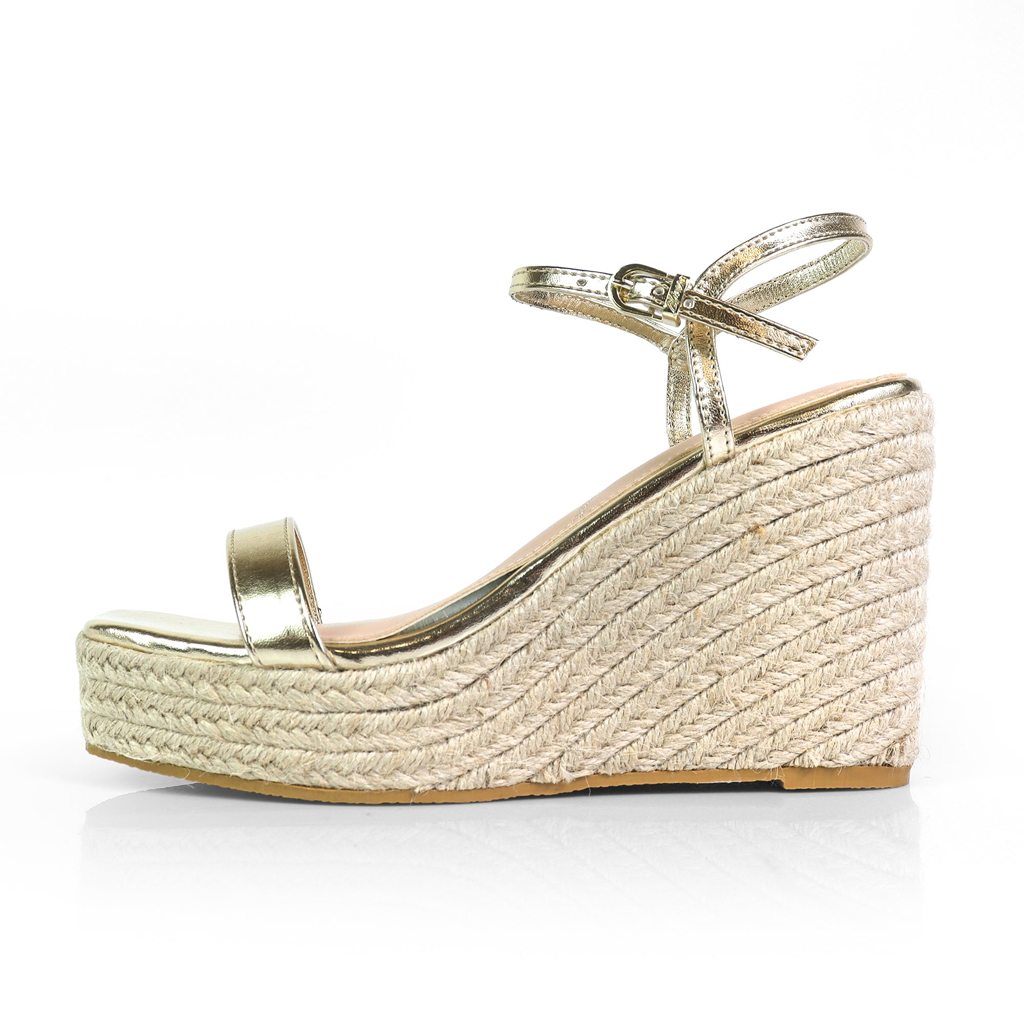 CASSIE-3 ANCKLE STRAP SANDALS W/ WEDGE GOLD
