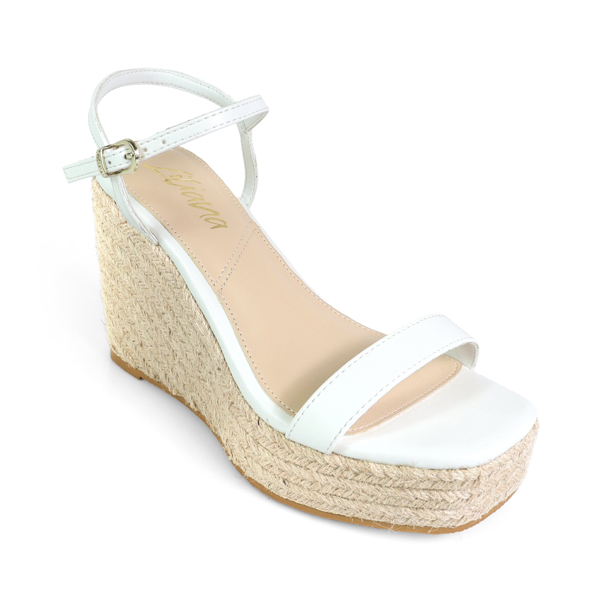 CASSIE-3 ANCKLE STRAP SANDALS W/ WEDGE WHITE