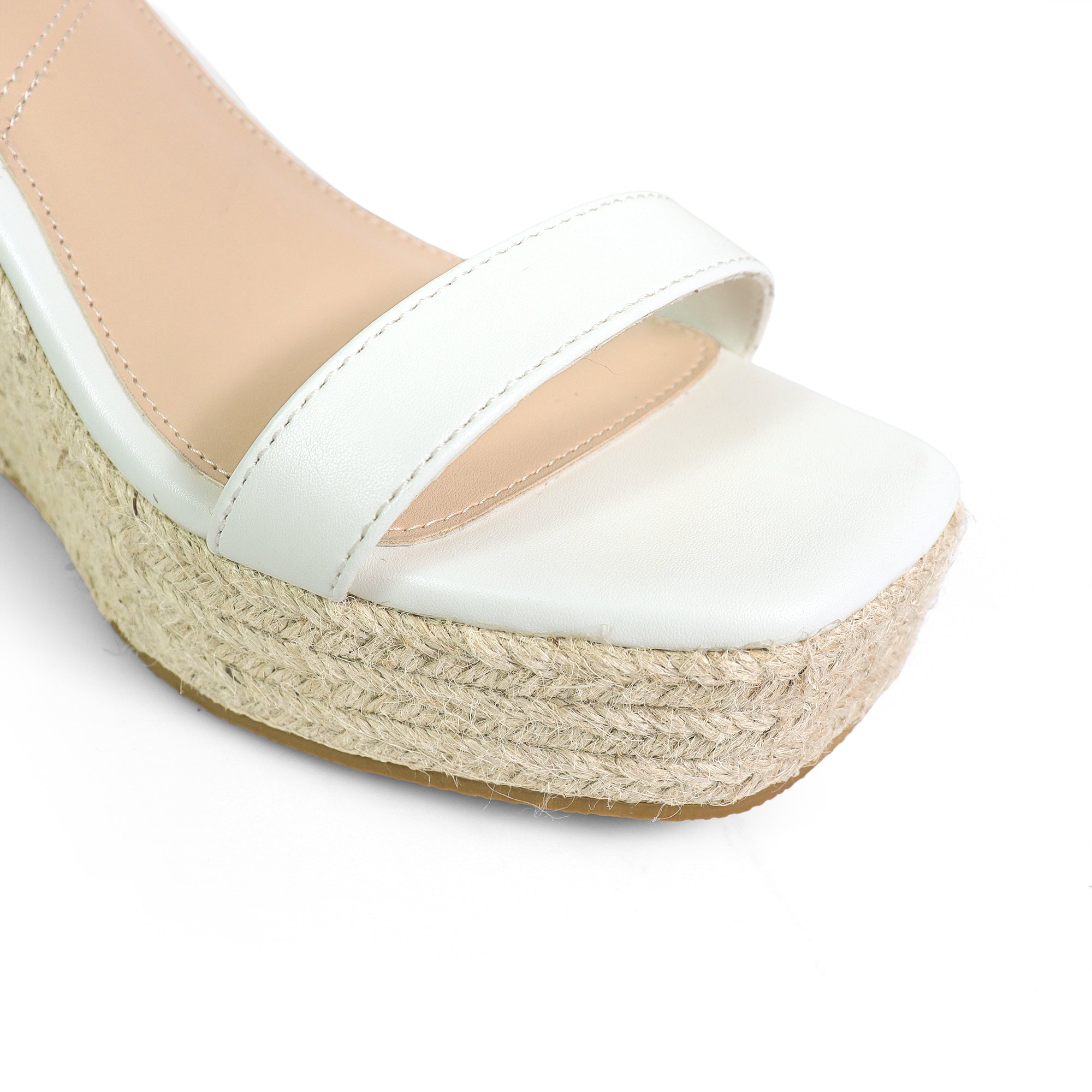 CASSIE-3 ANCKLE STRAP SANDALS W/ WEDGE WHITE