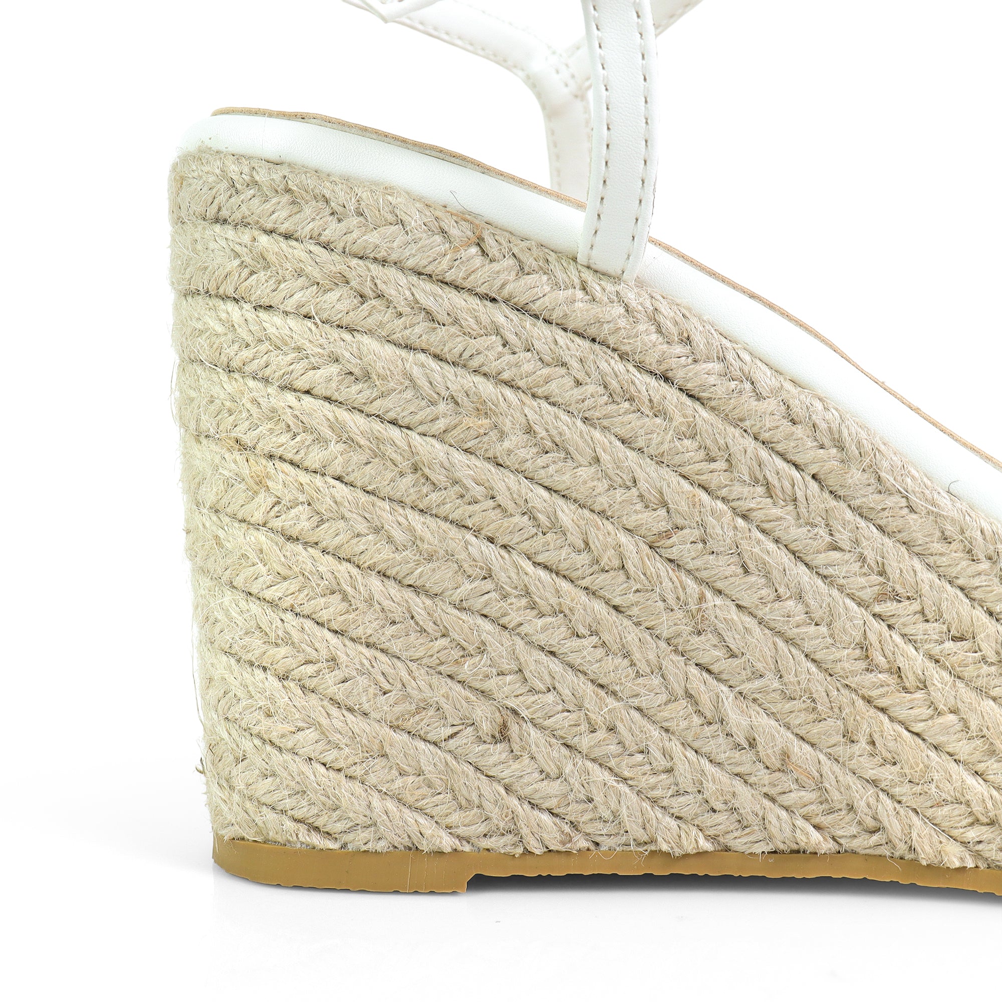 CASSIE-3 ANCKLE STRAP SANDALS W/ WEDGE WHITE