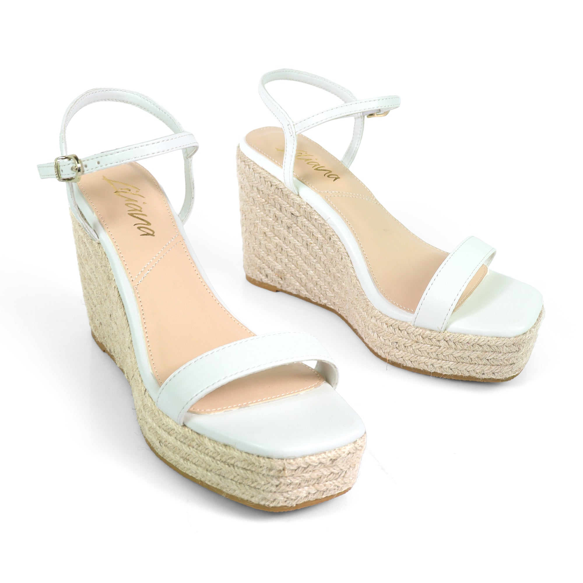 CASSIE-3 ANCKLE STRAP SANDALS W/ WEDGE WHITE