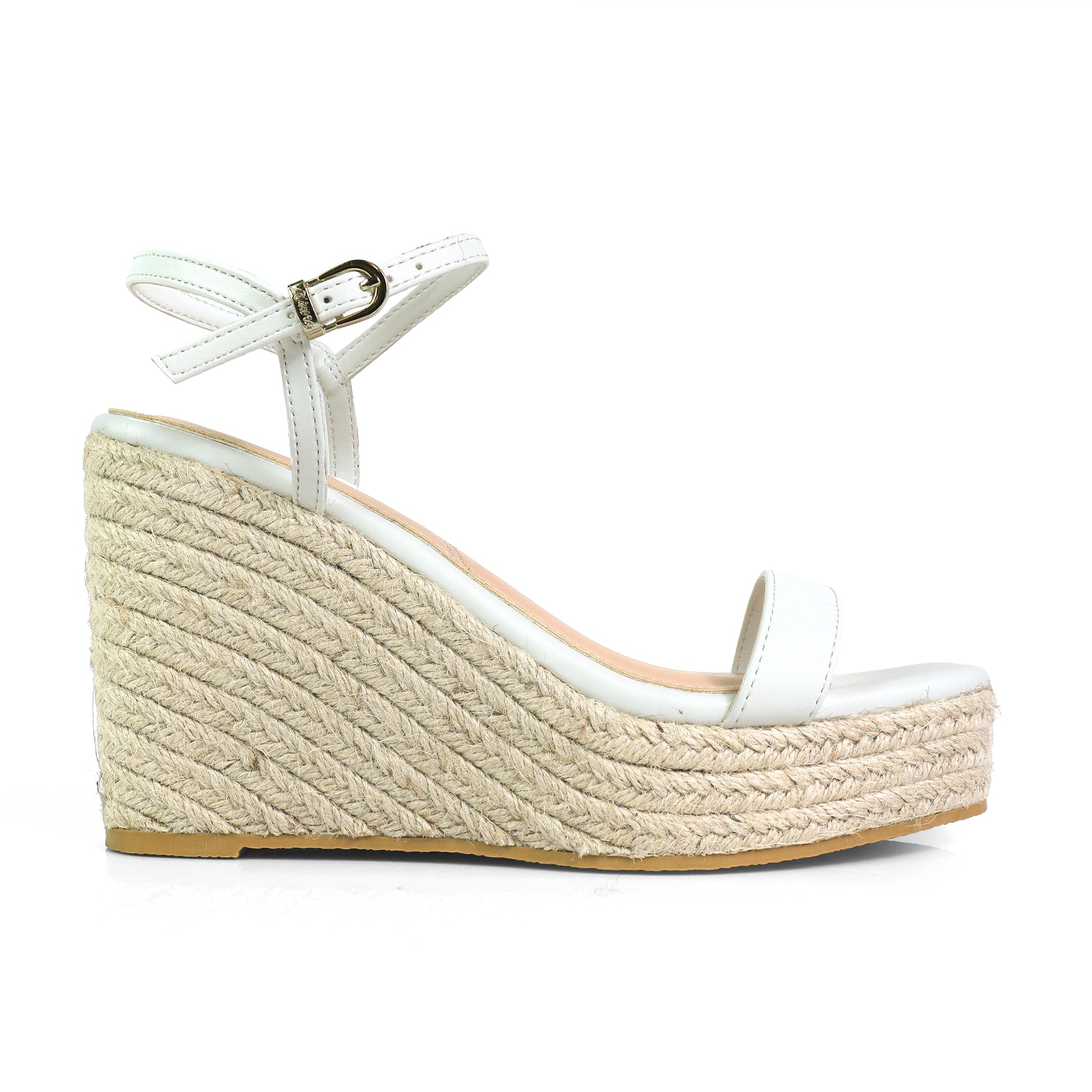 CASSIE-3 ANCKLE STRAP SANDALS W/ WEDGE WHITE