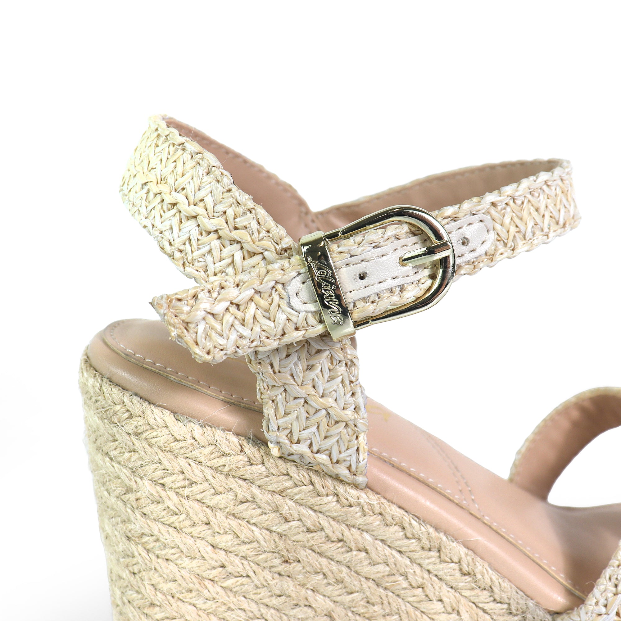 CASSIE-4 RAFFIA ANCKLE STRAP W/ ESPADRILLE WEDGE IVORY
