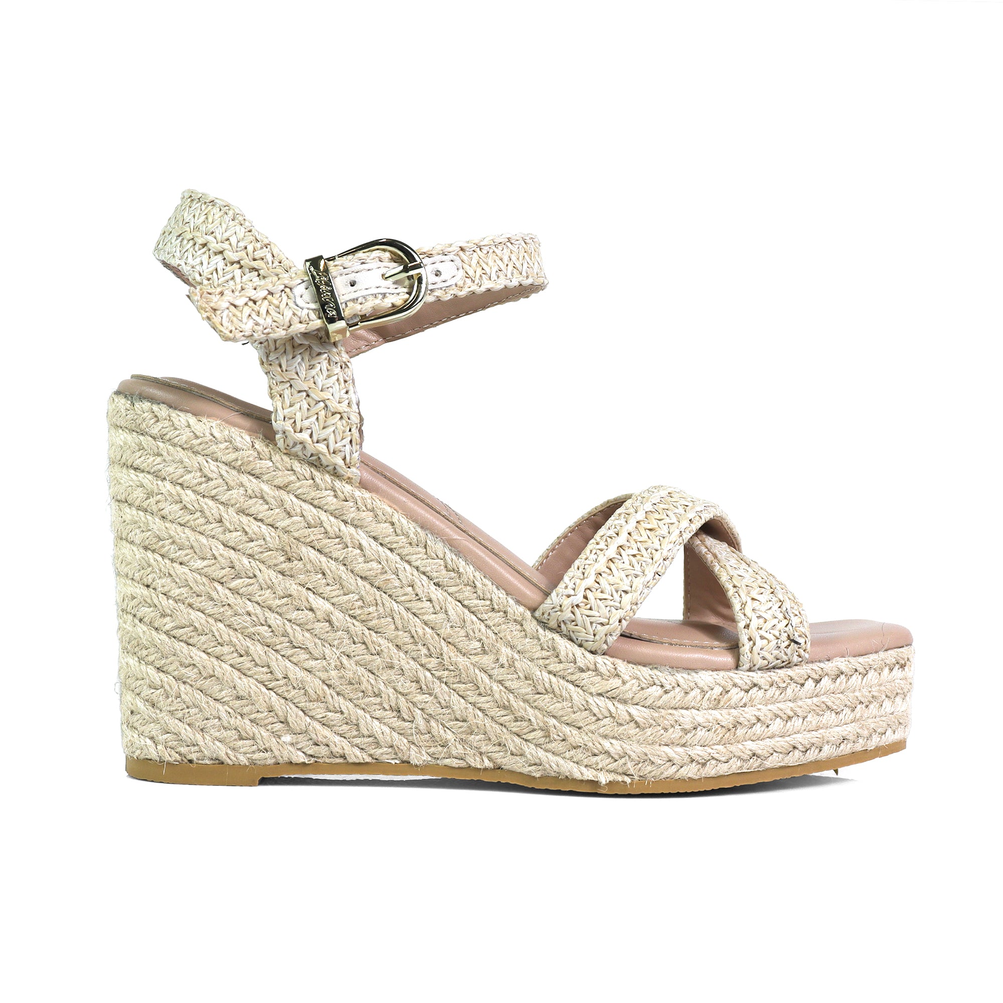 CASSIE-4 RAFFIA ANCKLE STRAP W/ ESPADRILLE WEDGE IVORY