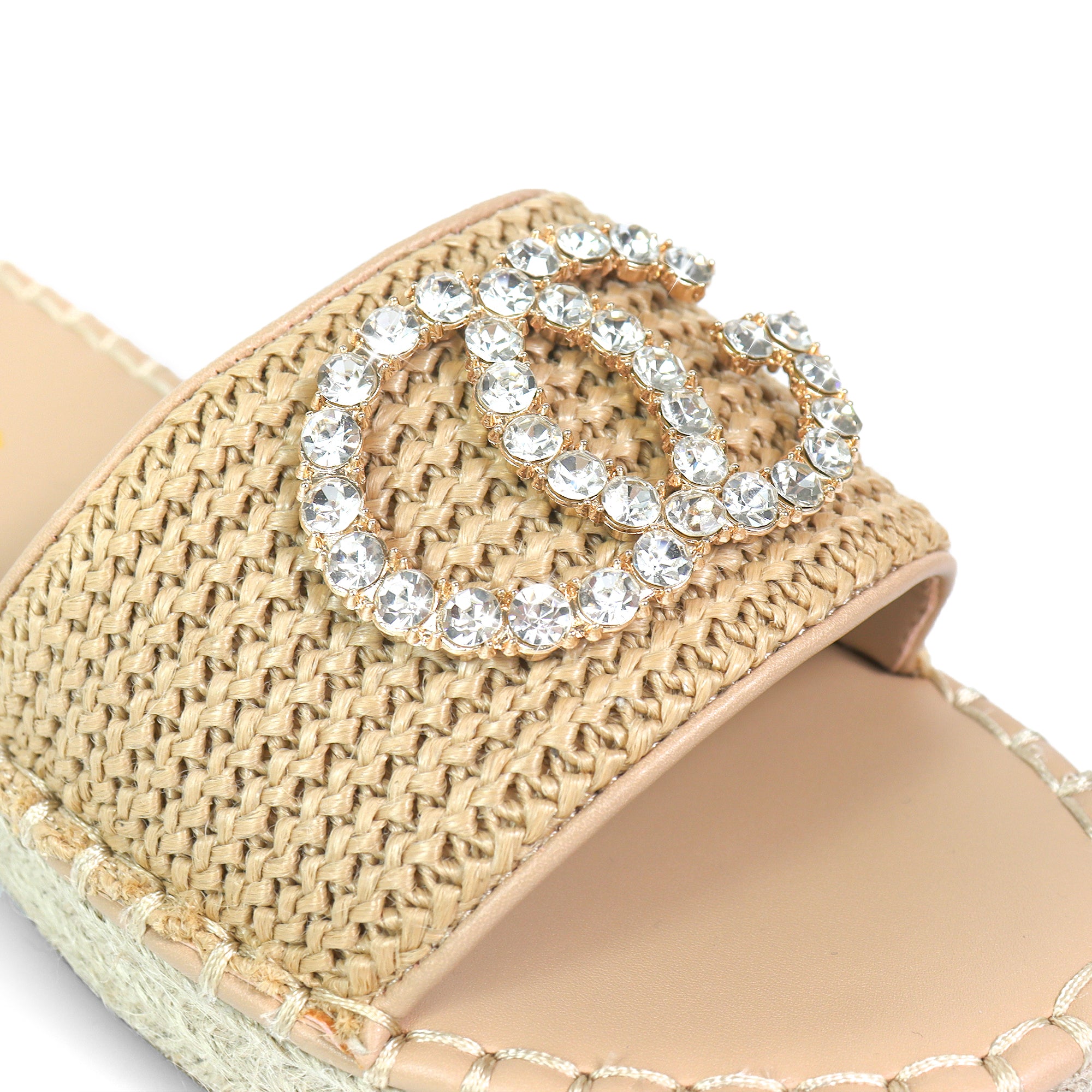CHANELLE-1 RHINESTONE ESPADRILLE LOW PLATFORM NATURAL