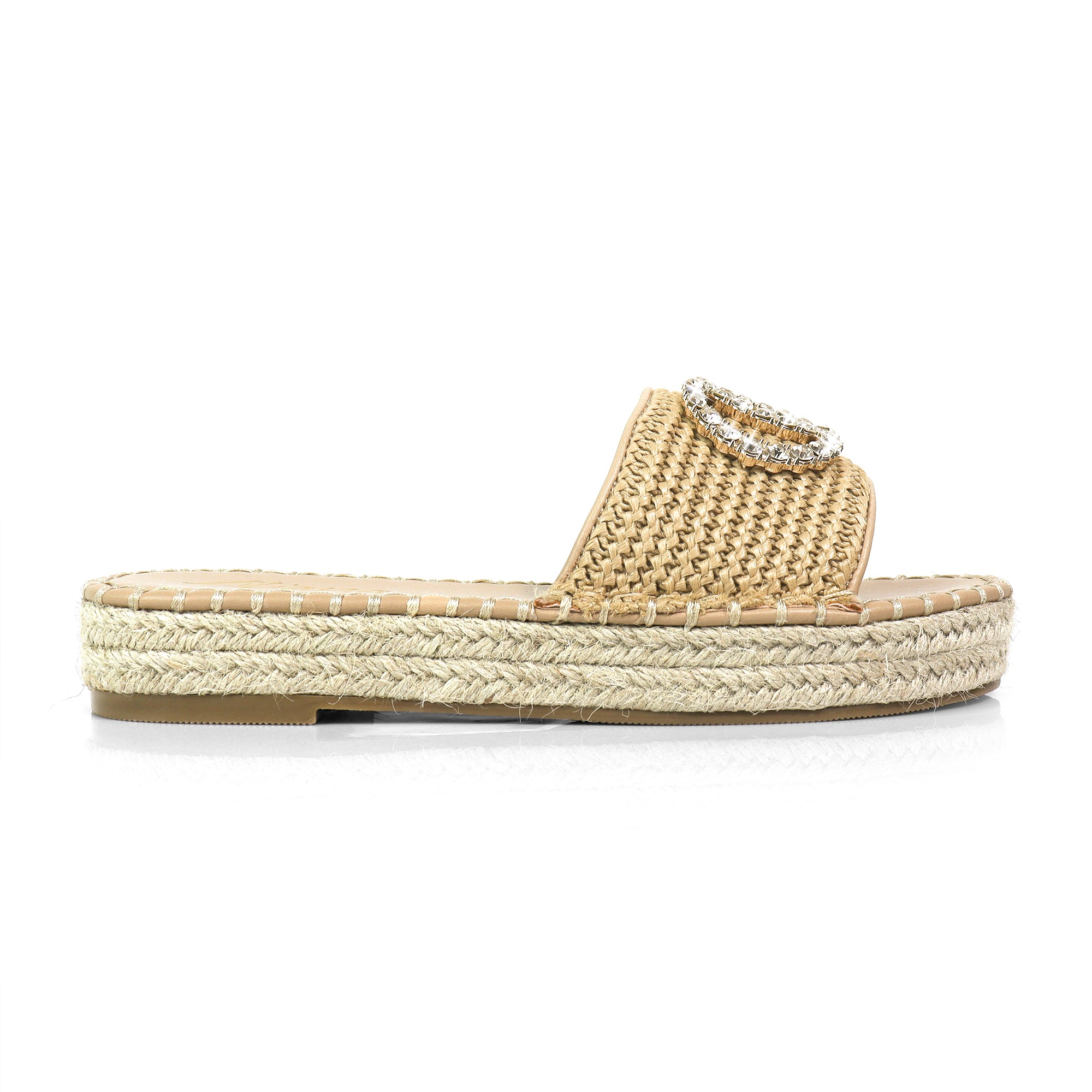 CHANELLE-1 RHINESTONE ESPADRILLE LOW PLATFORM NATURAL