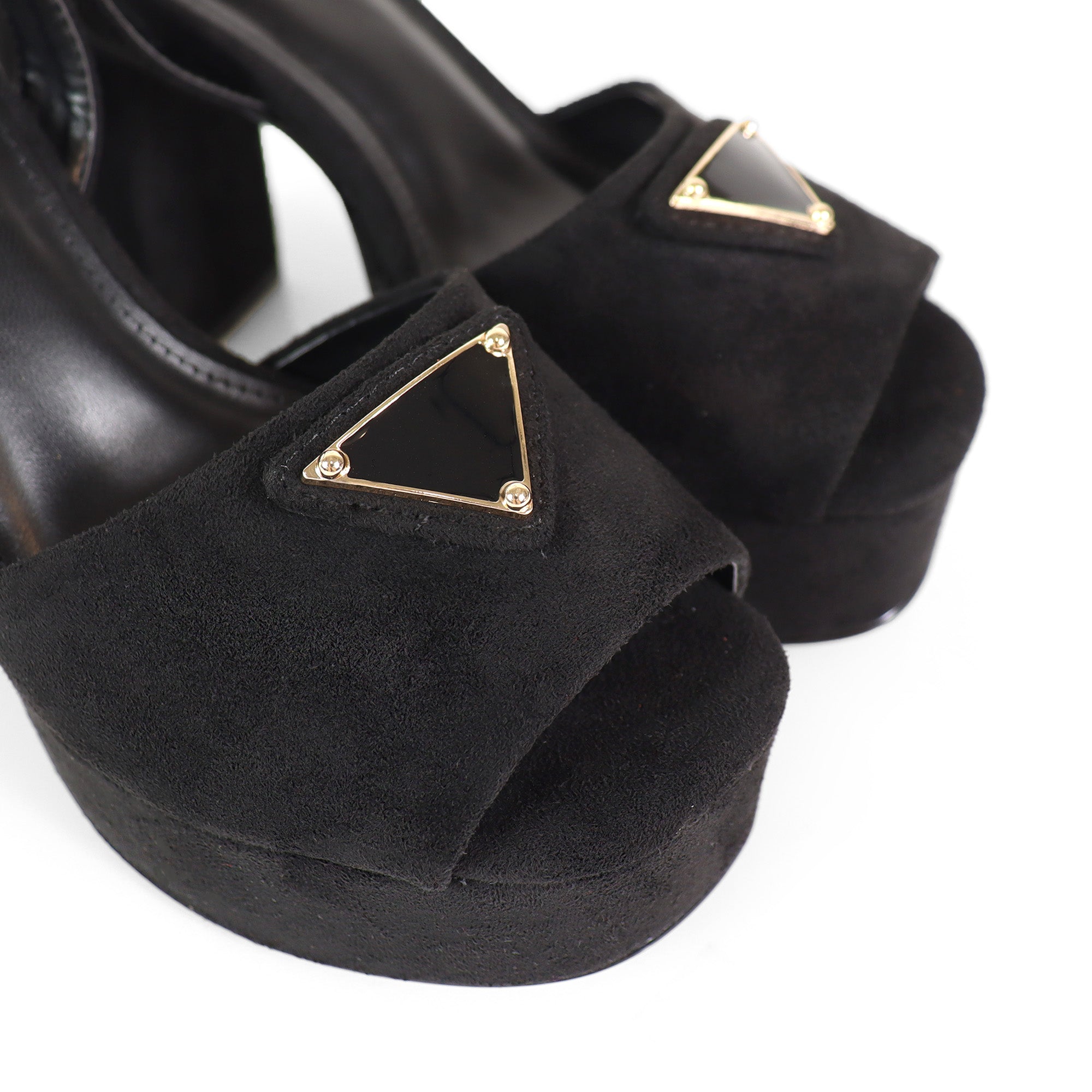 CHELSIA-1 ROUND OPEN ANKLE STRAP W/CHUNCKY HEEL BLACK
