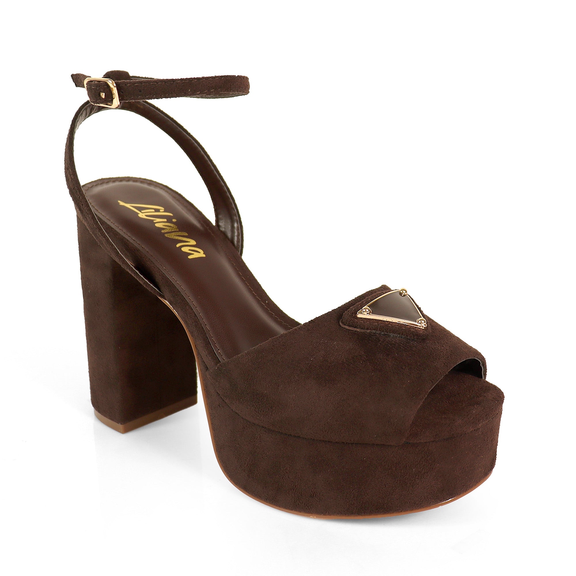 CHELSIA-1 ROUND OPEN ANKLE STRAP W/CHUNCKY HEEL CHOCOLATE