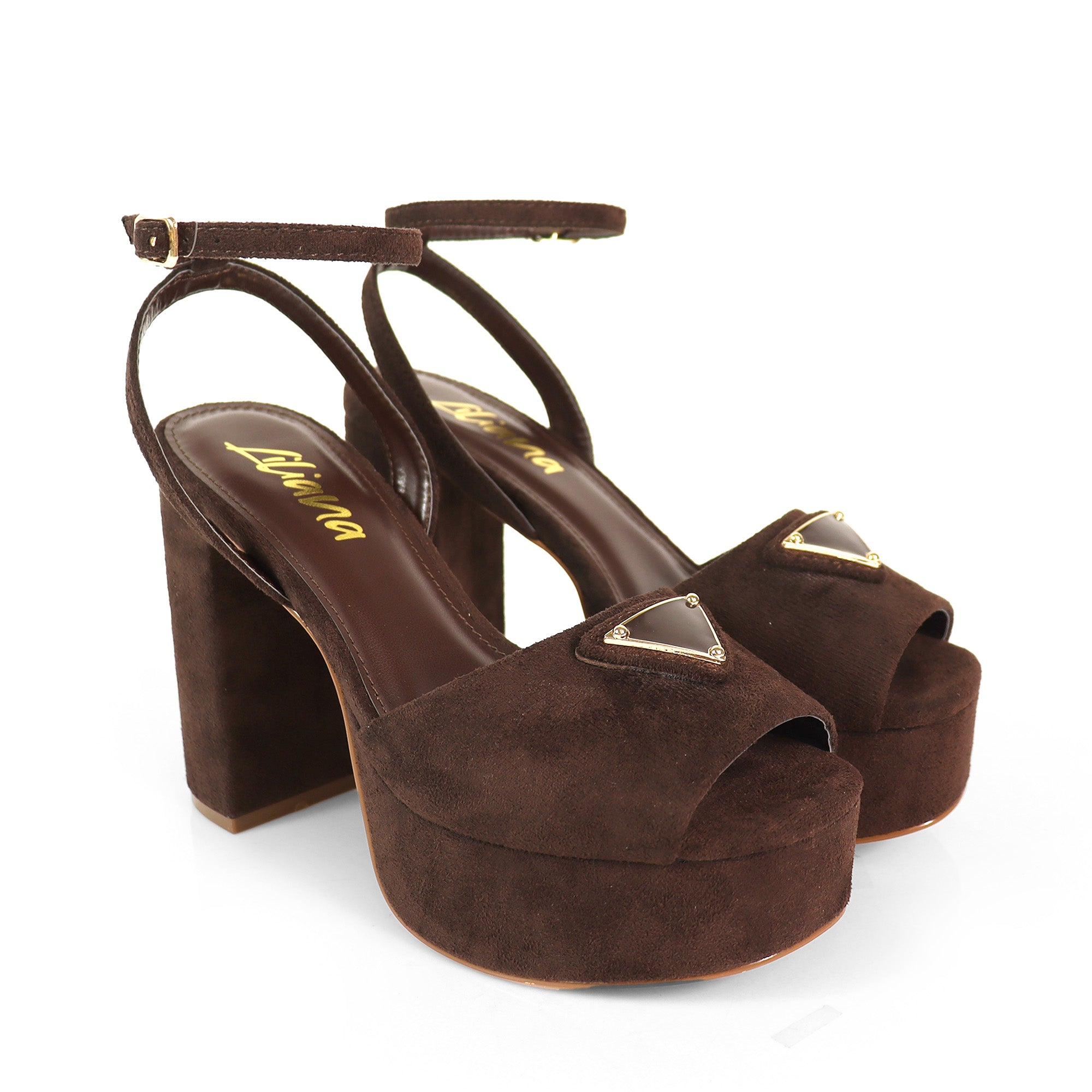 CHELSIA-1 ROUND OPEN ANKLE STRAP W/CHUNCKY HEEL CHOCOLATE