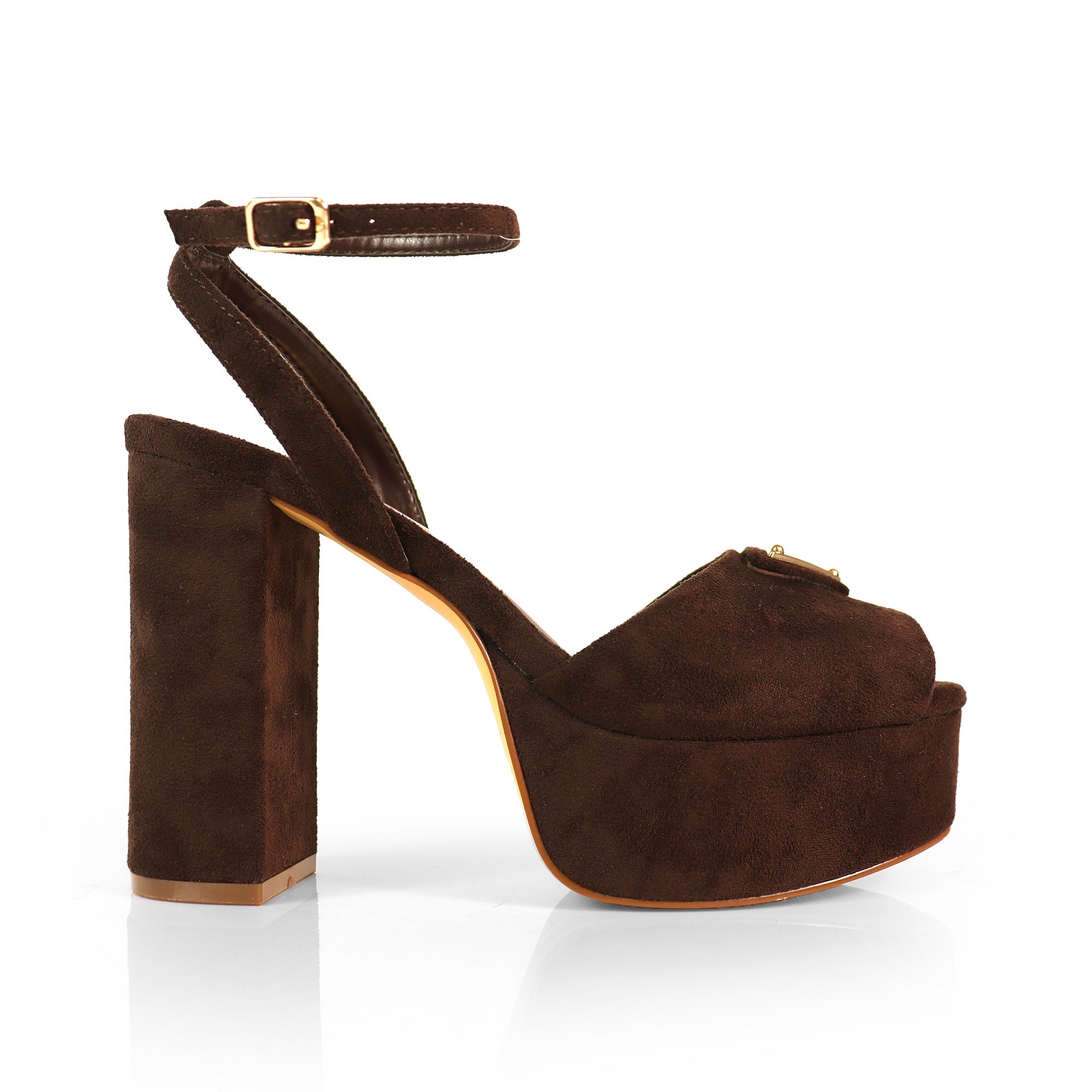 CHELSIA-1 ROUND OPEN ANKLE STRAP W/CHUNCKY HEEL CHOCOLATE