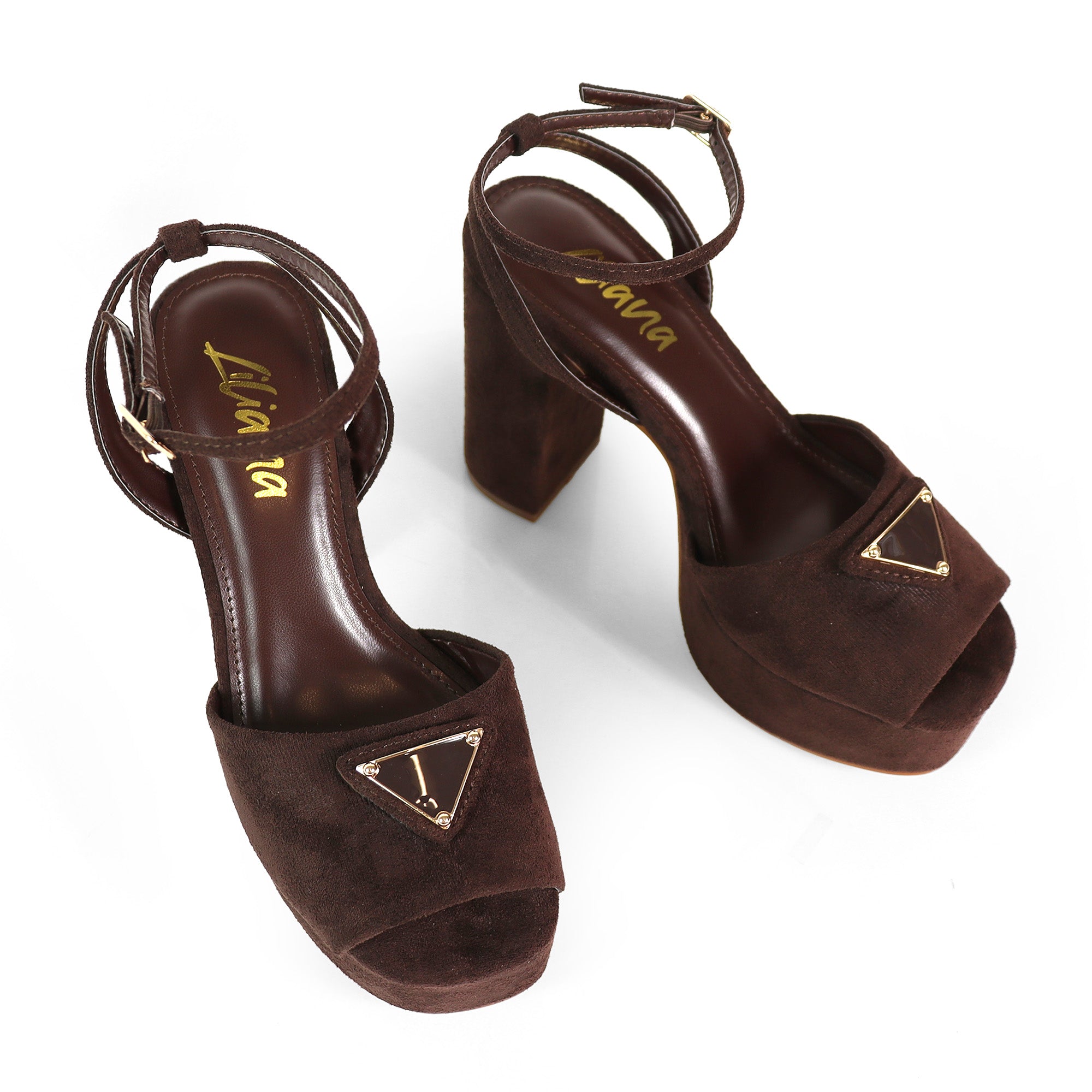 CHELSIA-1 ROUND OPEN ANKLE STRAP W/CHUNCKY HEEL CHOCOLATE