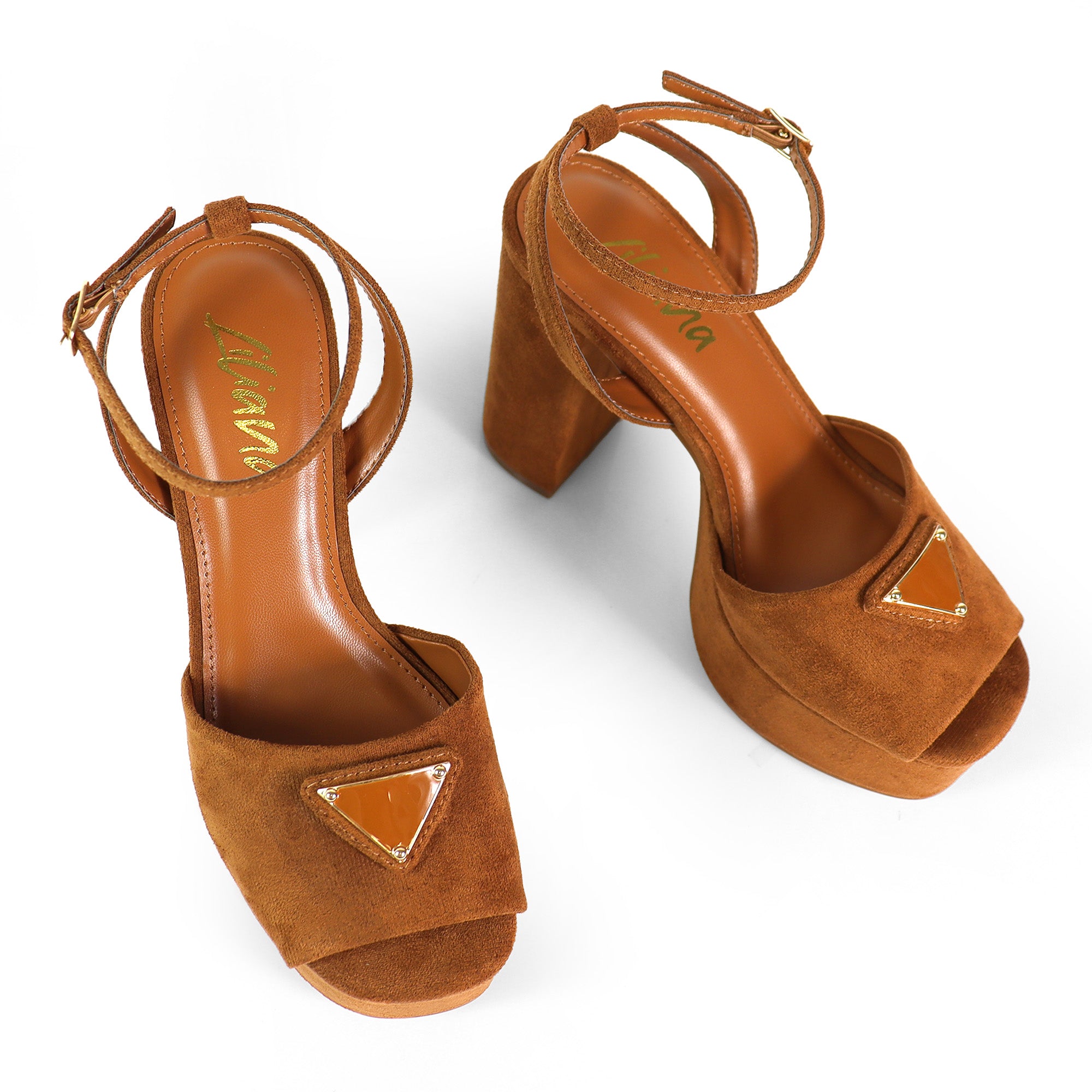 CHELSIA-1 ROUND OPEN ANKLE STRAP W/CHUNCKY HEEL TAN
