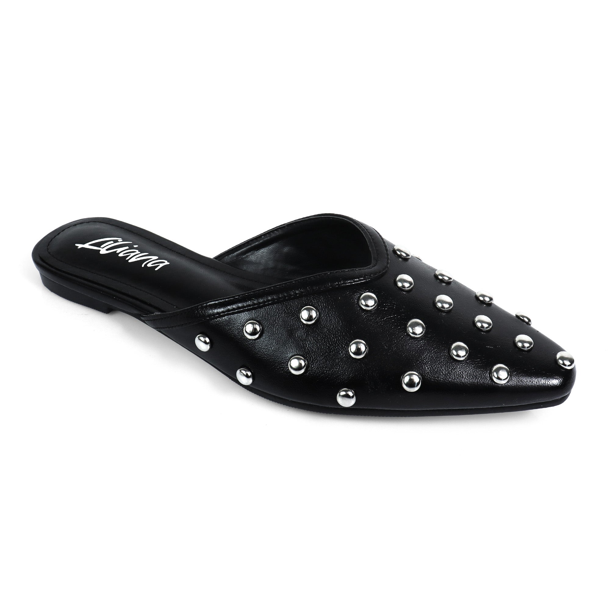 CHESS-1 STUDDED MULE FLAT BLACK