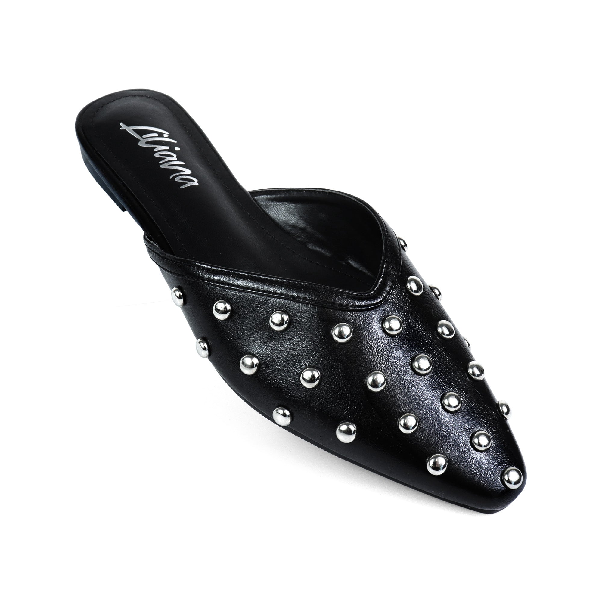 CHESS-1 STUDDED MULE FLAT BLACK