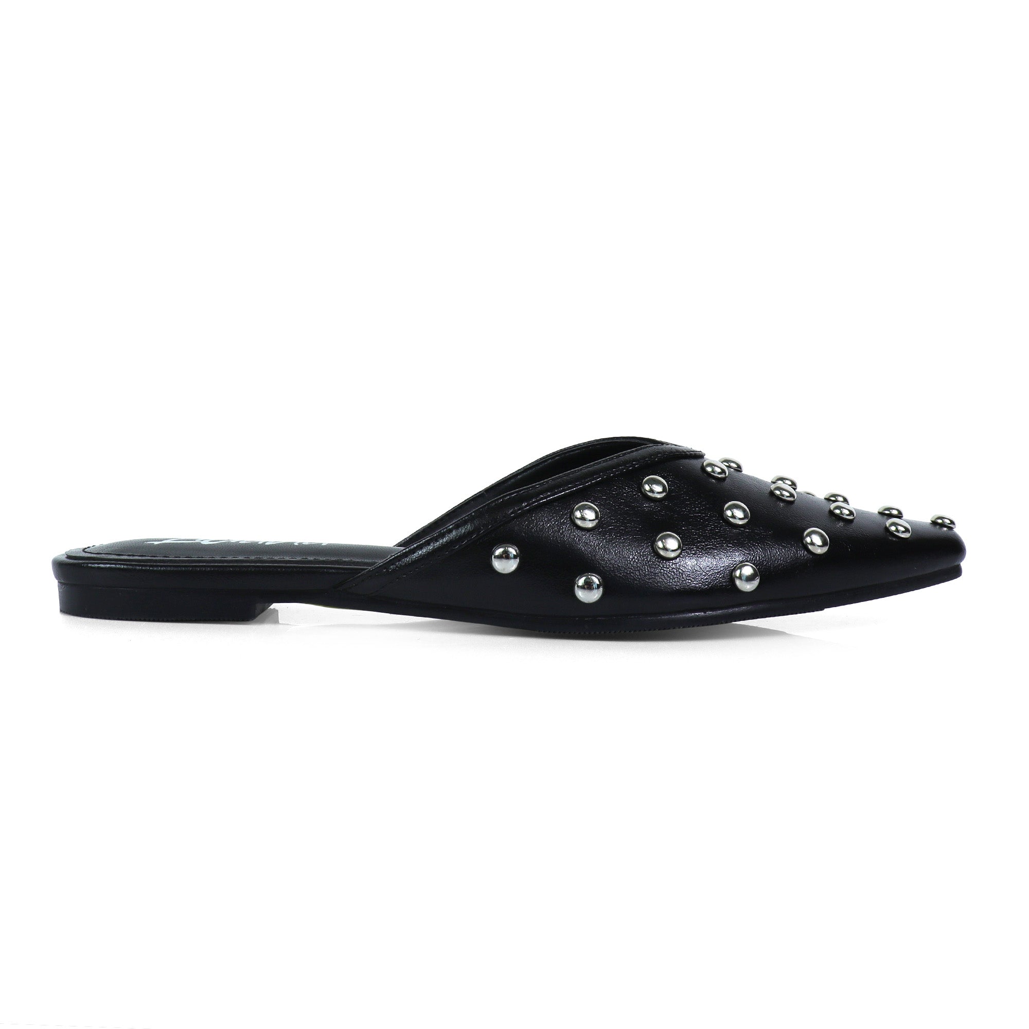 CHESS-1 STUDDED MULE FLAT BLACK