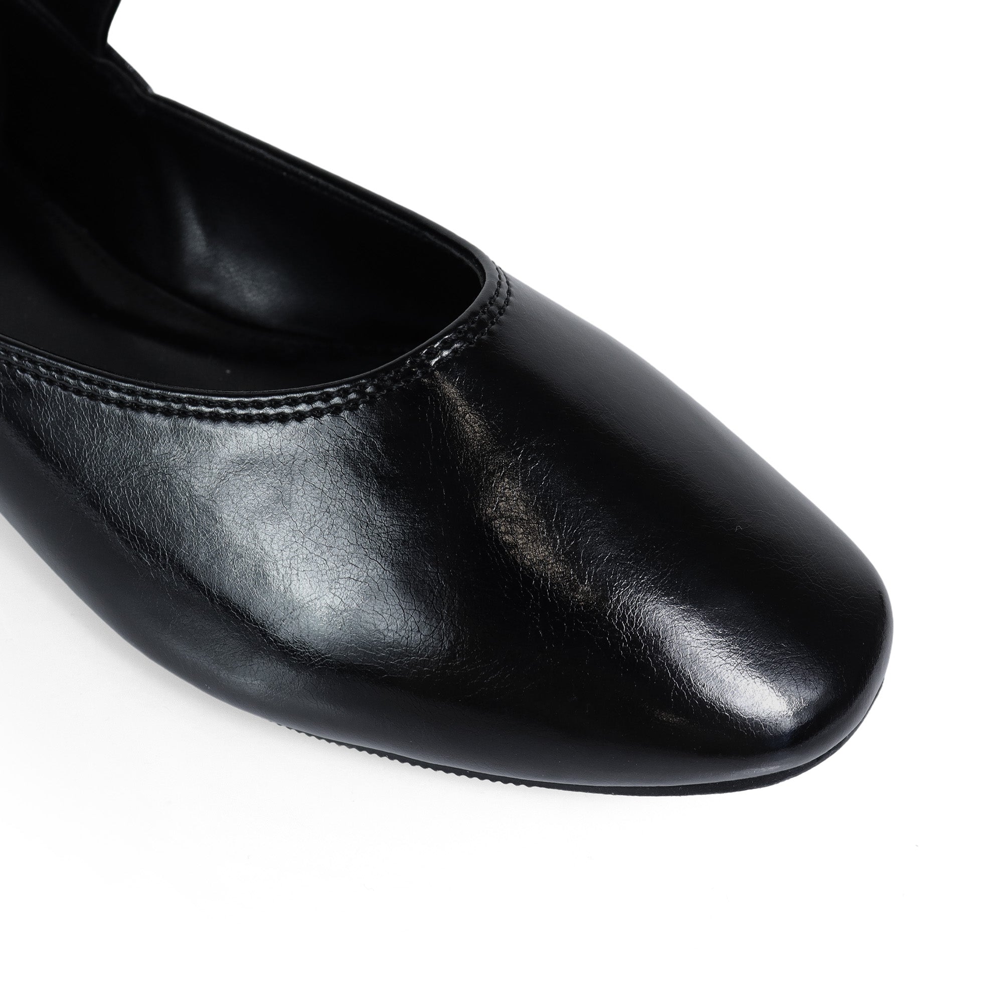 CHIARA-1 BALLERINA W/ EYELETS DETAIL ON STRAP BLACK
