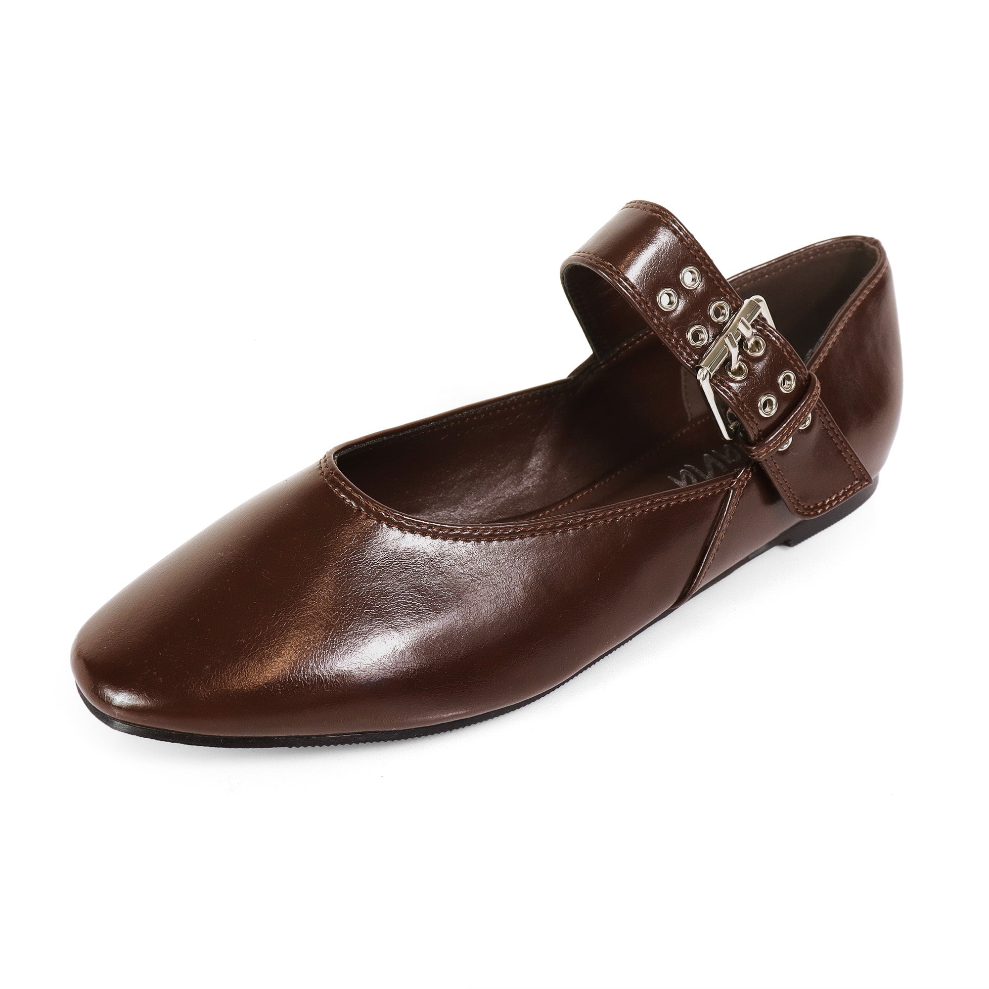 CHIARA-1 BALLERINA W/ EYELETS DETAIL ON STRAP CHOCOLATE