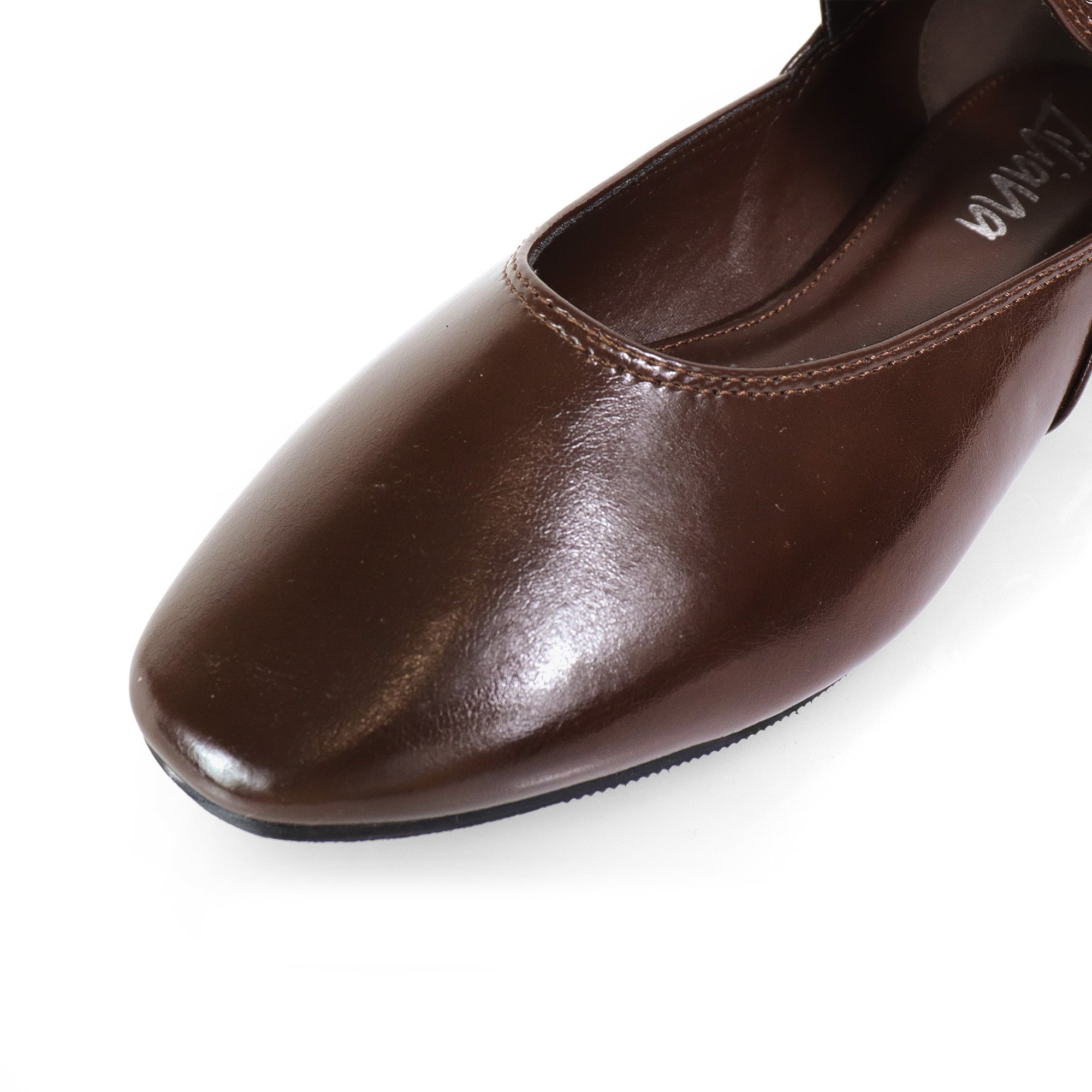 CHIARA-1 BALLERINA W/ EYELETS DETAIL ON STRAP CHOCOLATE