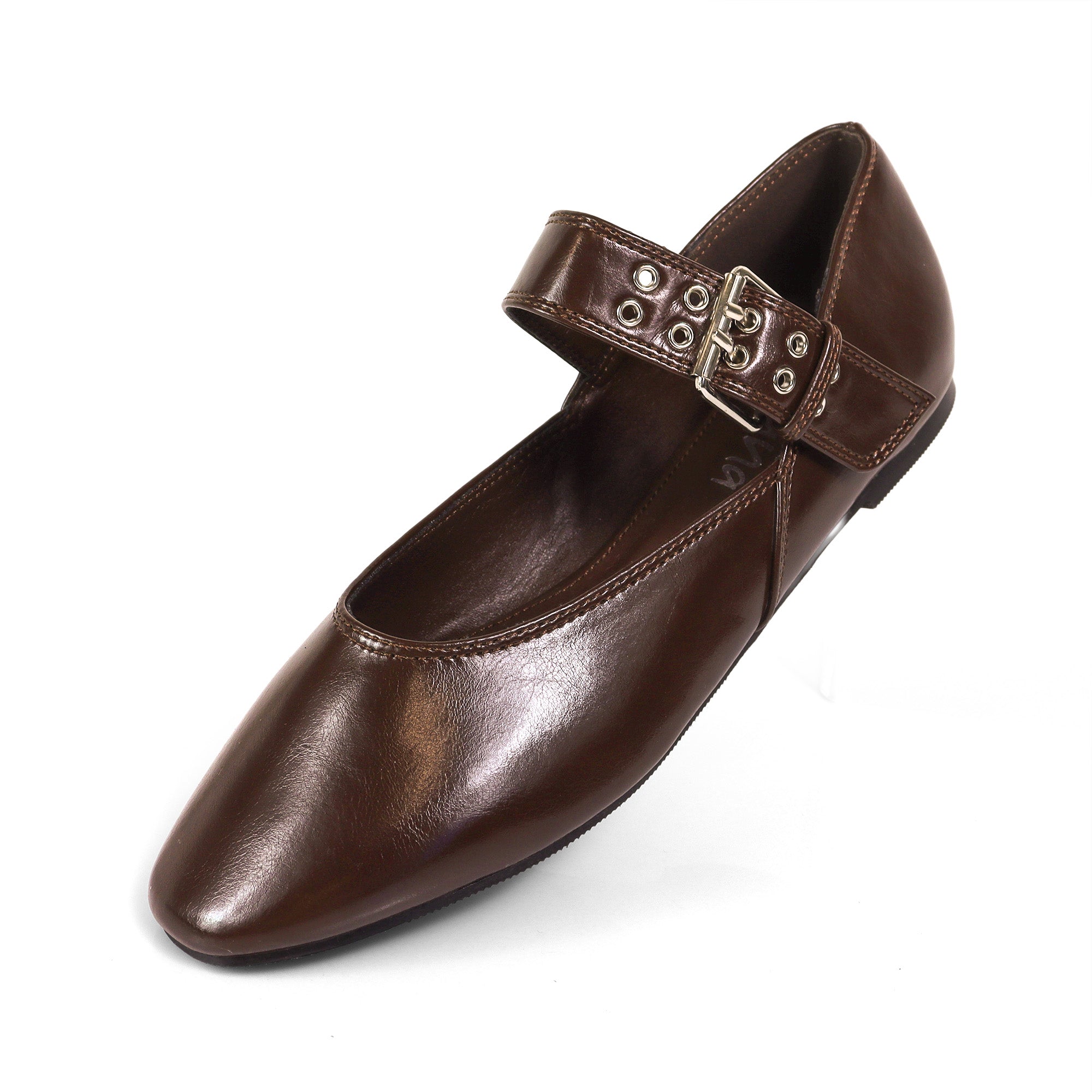 CHIARA-1 BALLERINA W/ EYELETS DETAIL ON STRAP CHOCOLATE